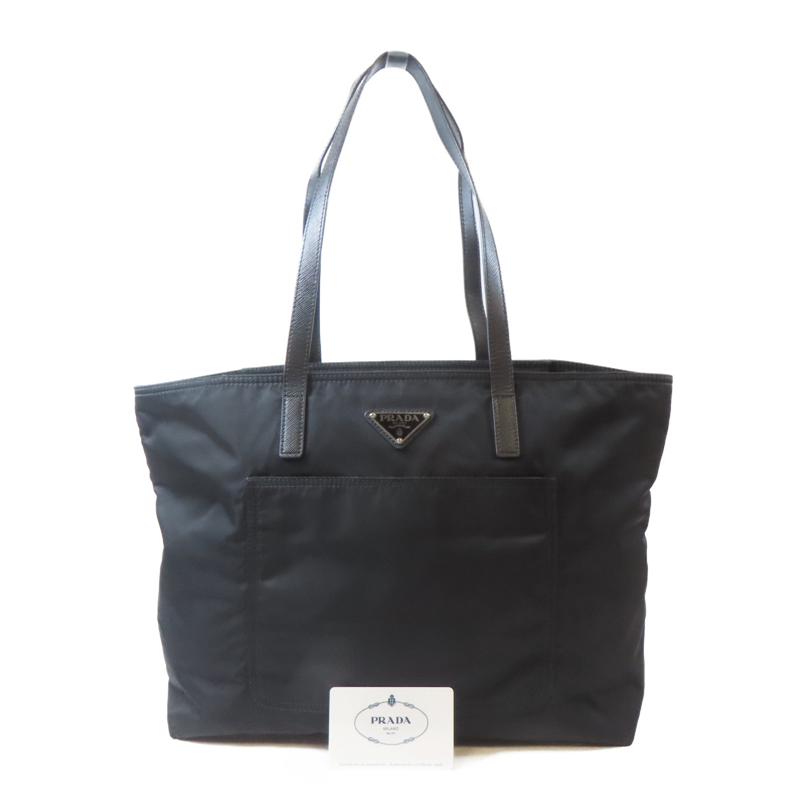 PRADA 尼龍Tote Bag銀扣手挽袋黑色