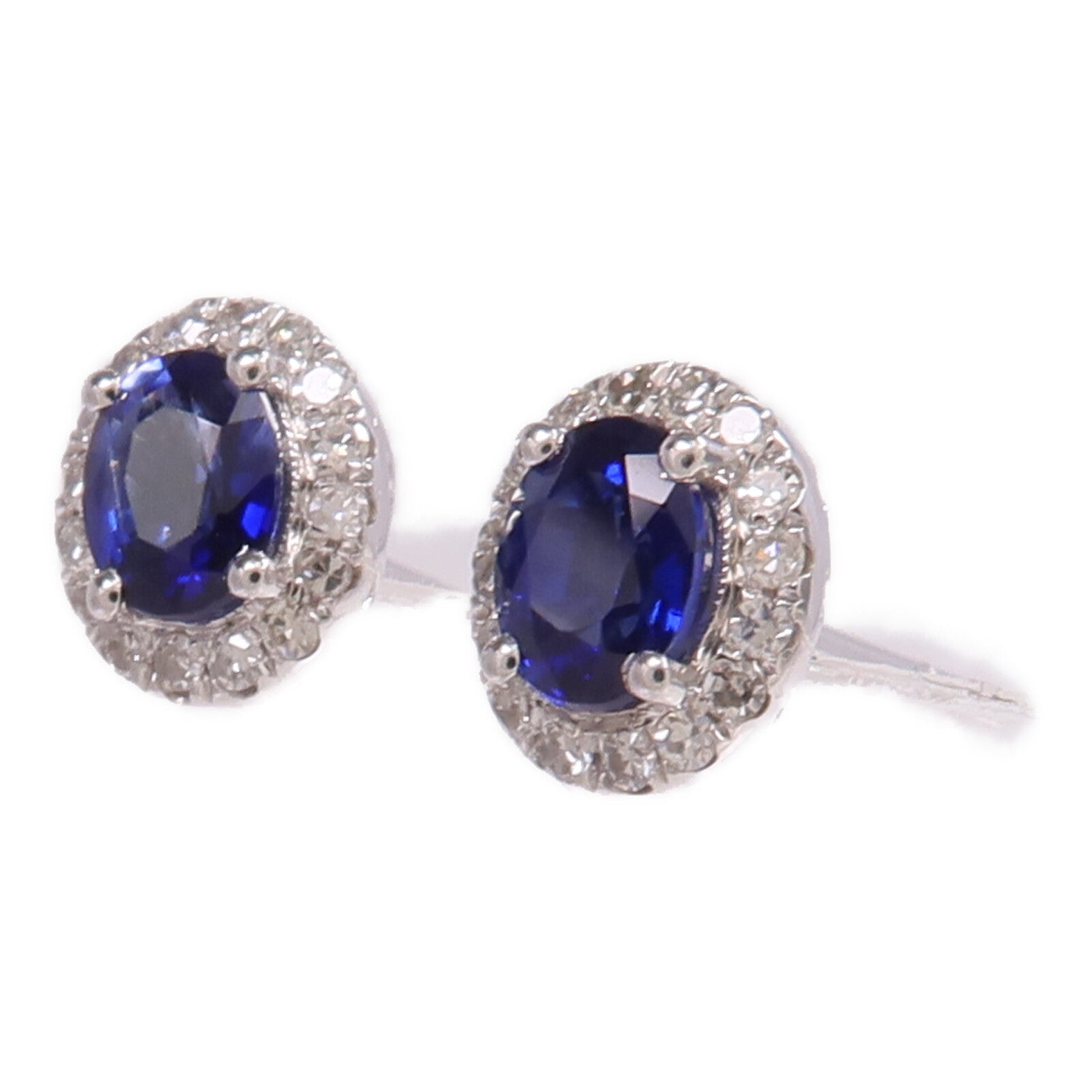 JEWELRY 【激減優惠】18K白金Sapphire Diamond Earrings藍寶石/鑽石耳環
