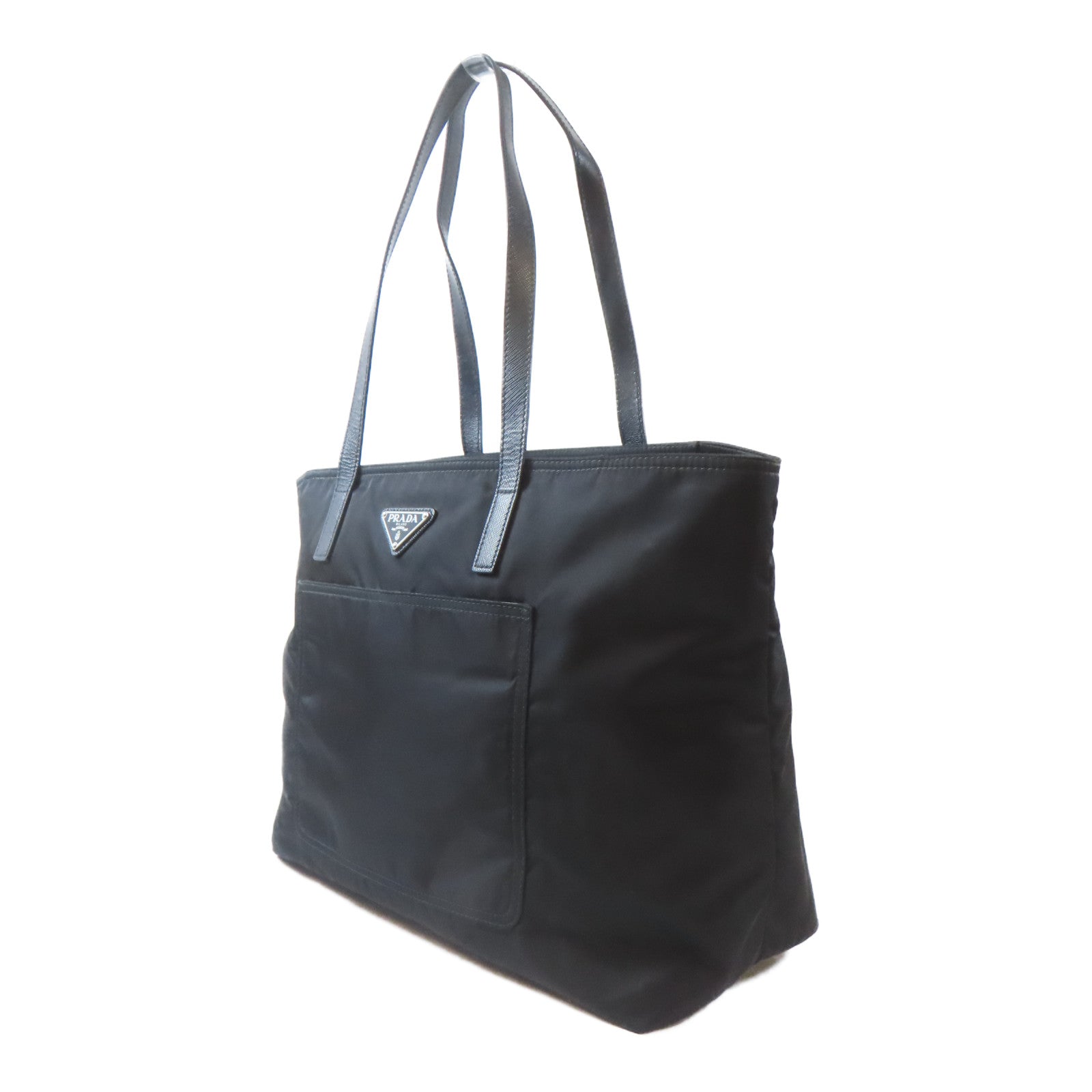 PRADA 尼龍Tote Bag銀扣手挽袋黑色