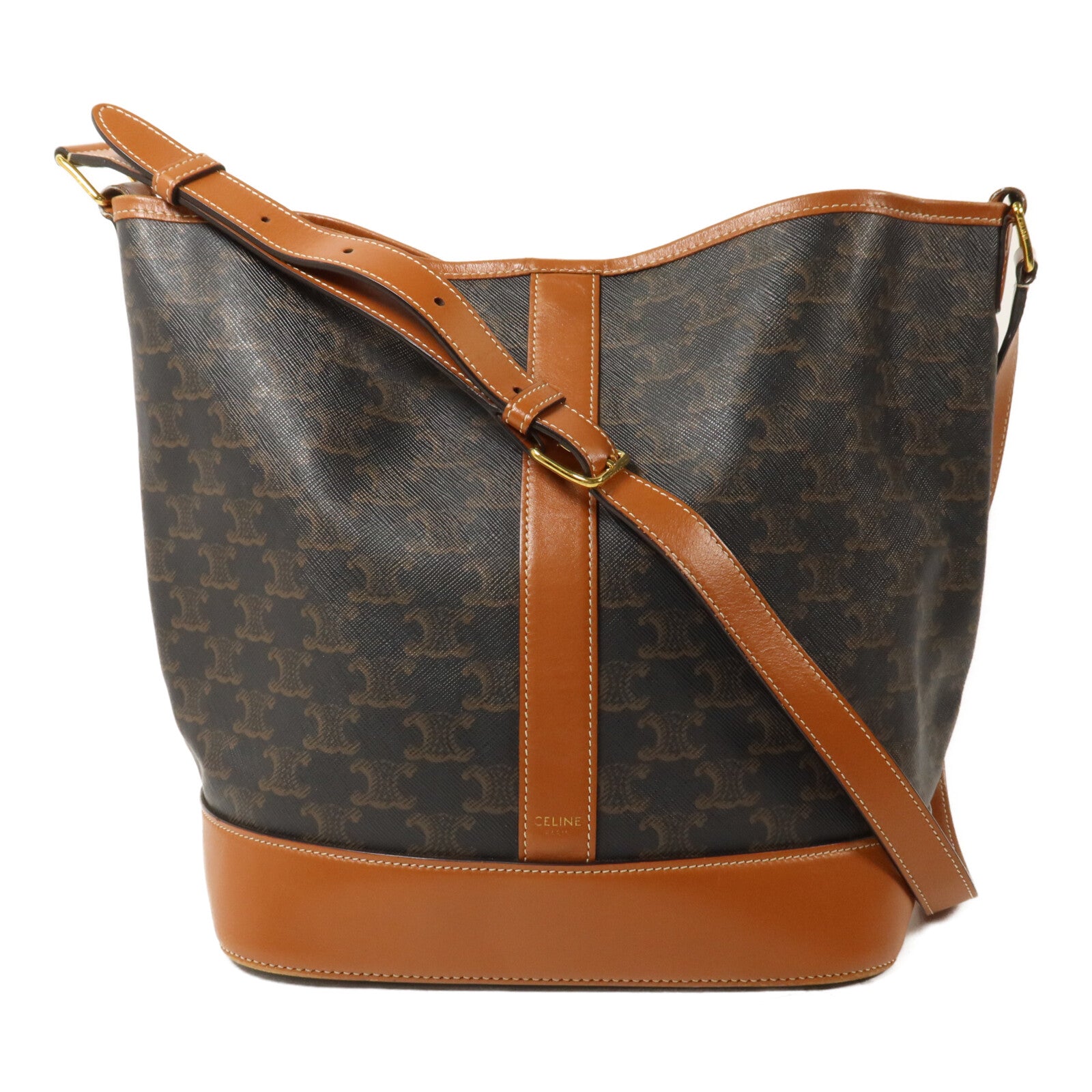CELINE 塗層帆布Triomphe Bucket Medium肩背袋