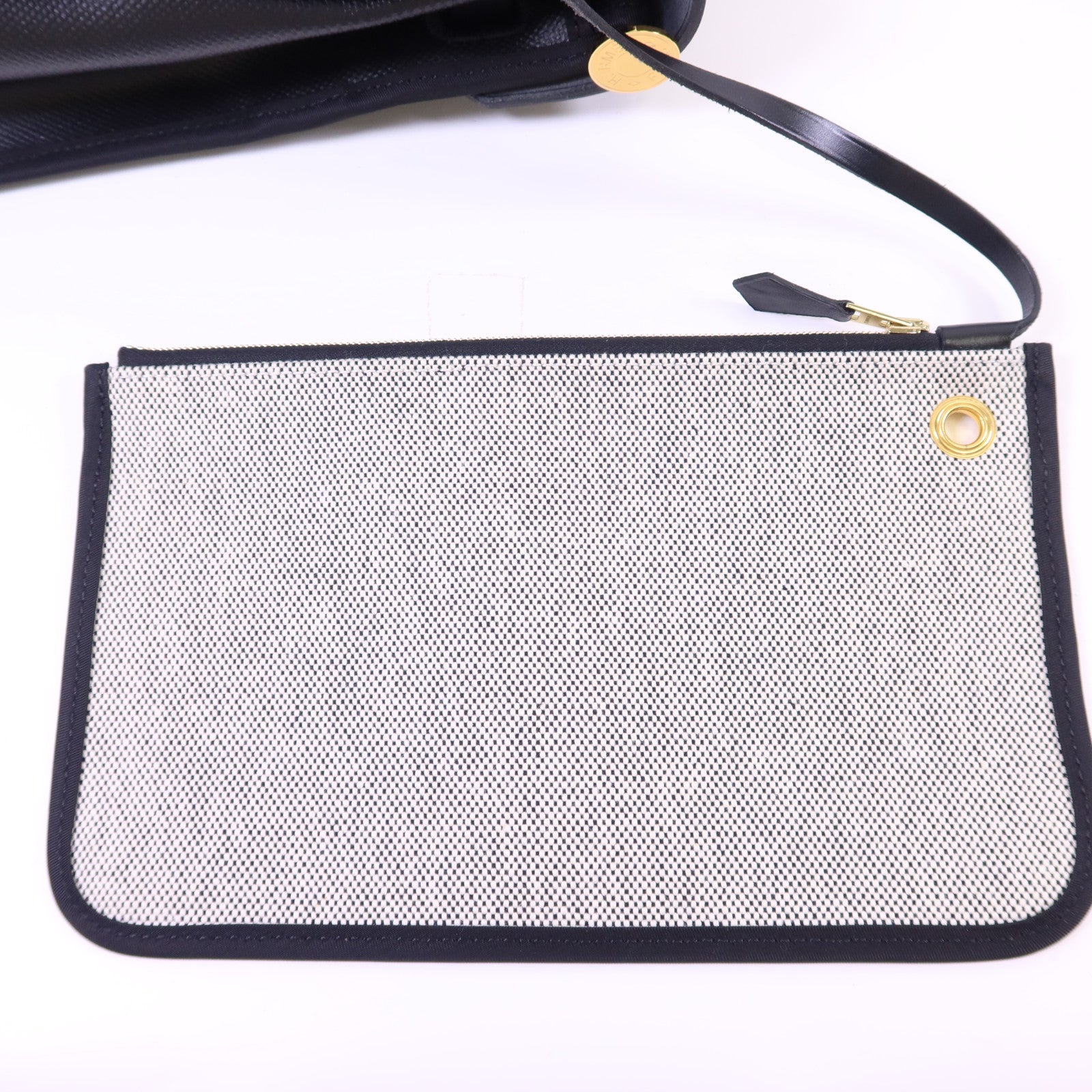 HERMES 塗層帆布Herbag PM金扣手挽肩背兩用袋Noir