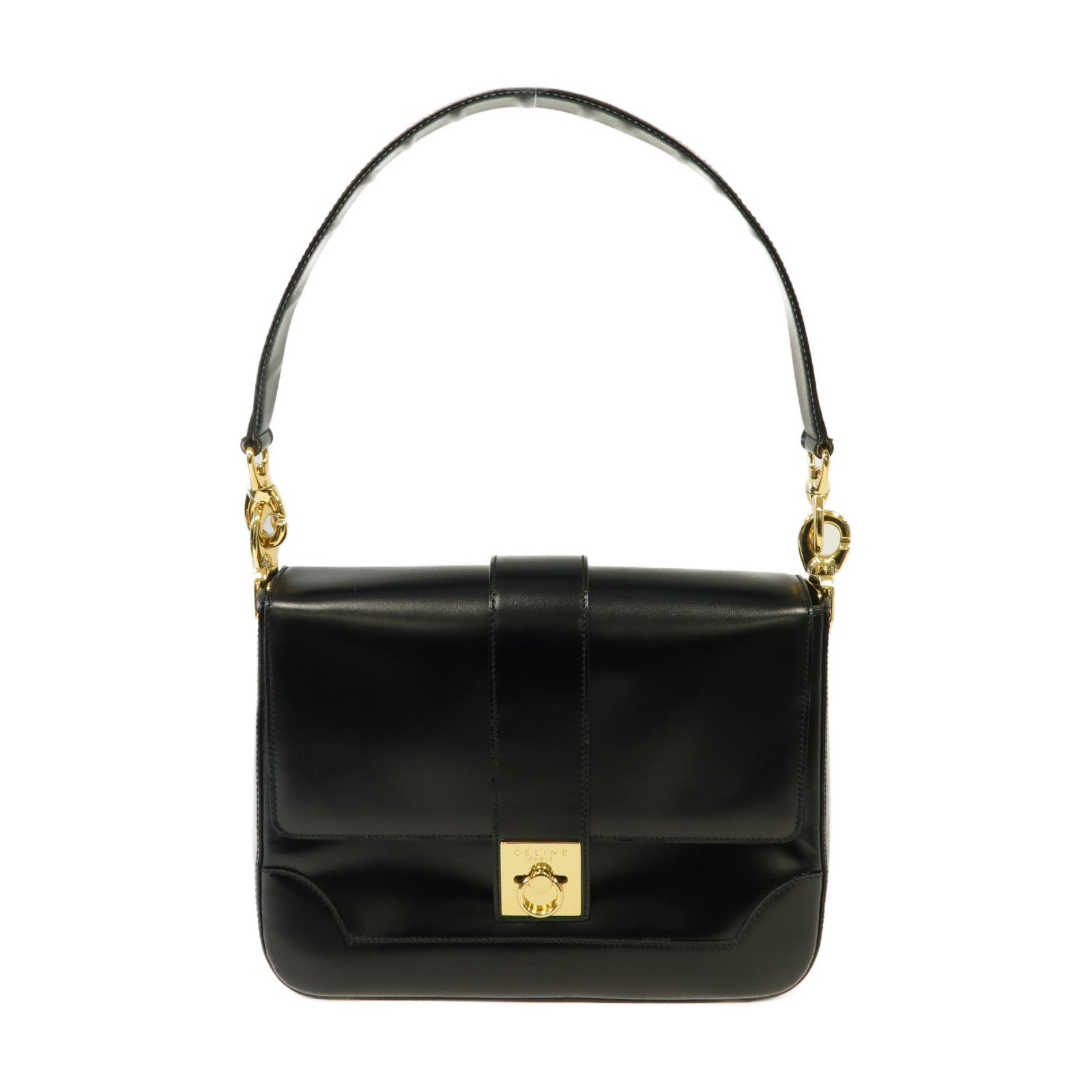 CELINE 【激減優惠】牛皮皮革Shoulder Bag金扣肩背袋黑色