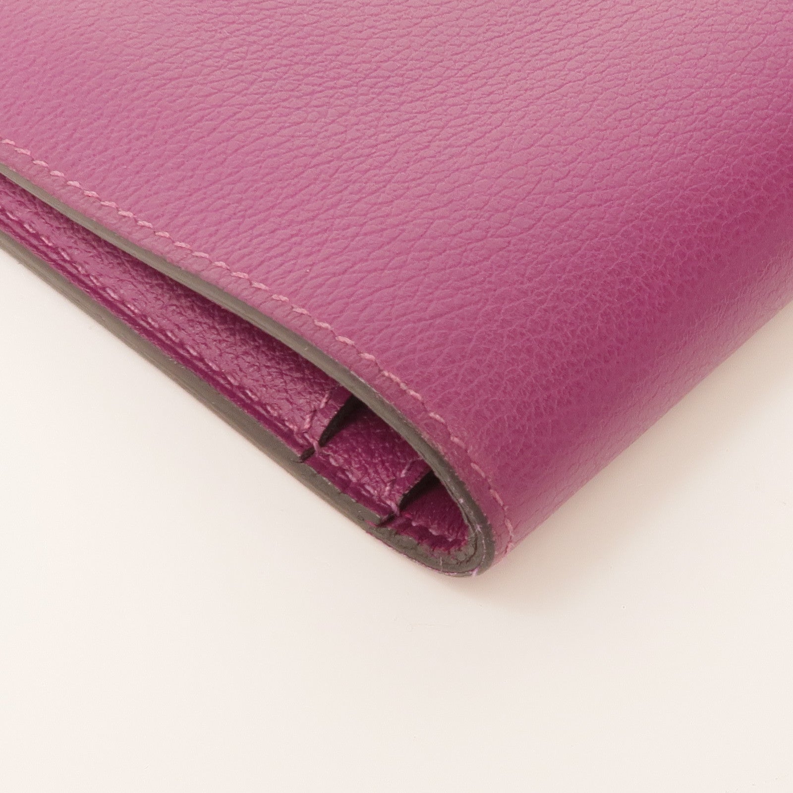 HERMES Evercolor皮革Dogon Wallet銀扣長錢包Anemone