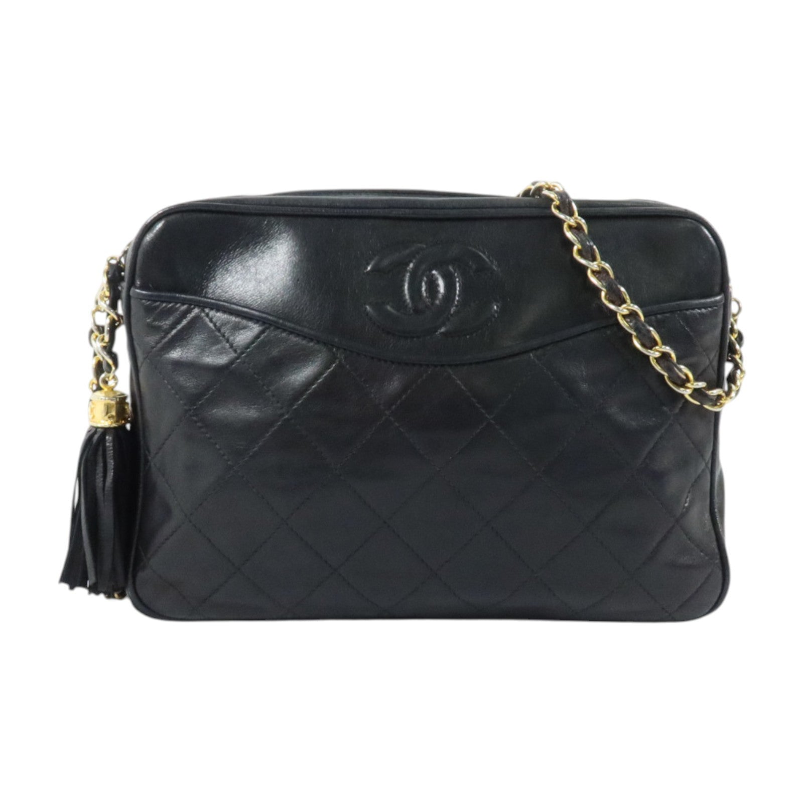 CHANEL 羊皮皮革Vintage金扣鏈帶肩背袋
