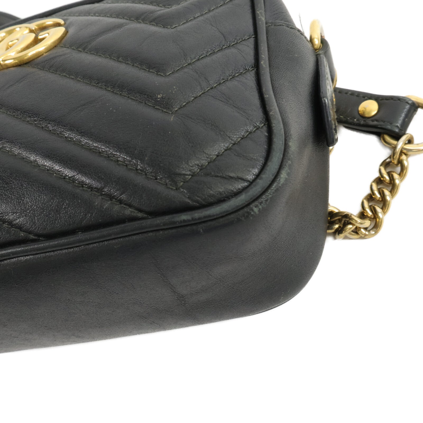 GUCCI 牛皮皮革GG Marmont Mini鏈帶肩背袋