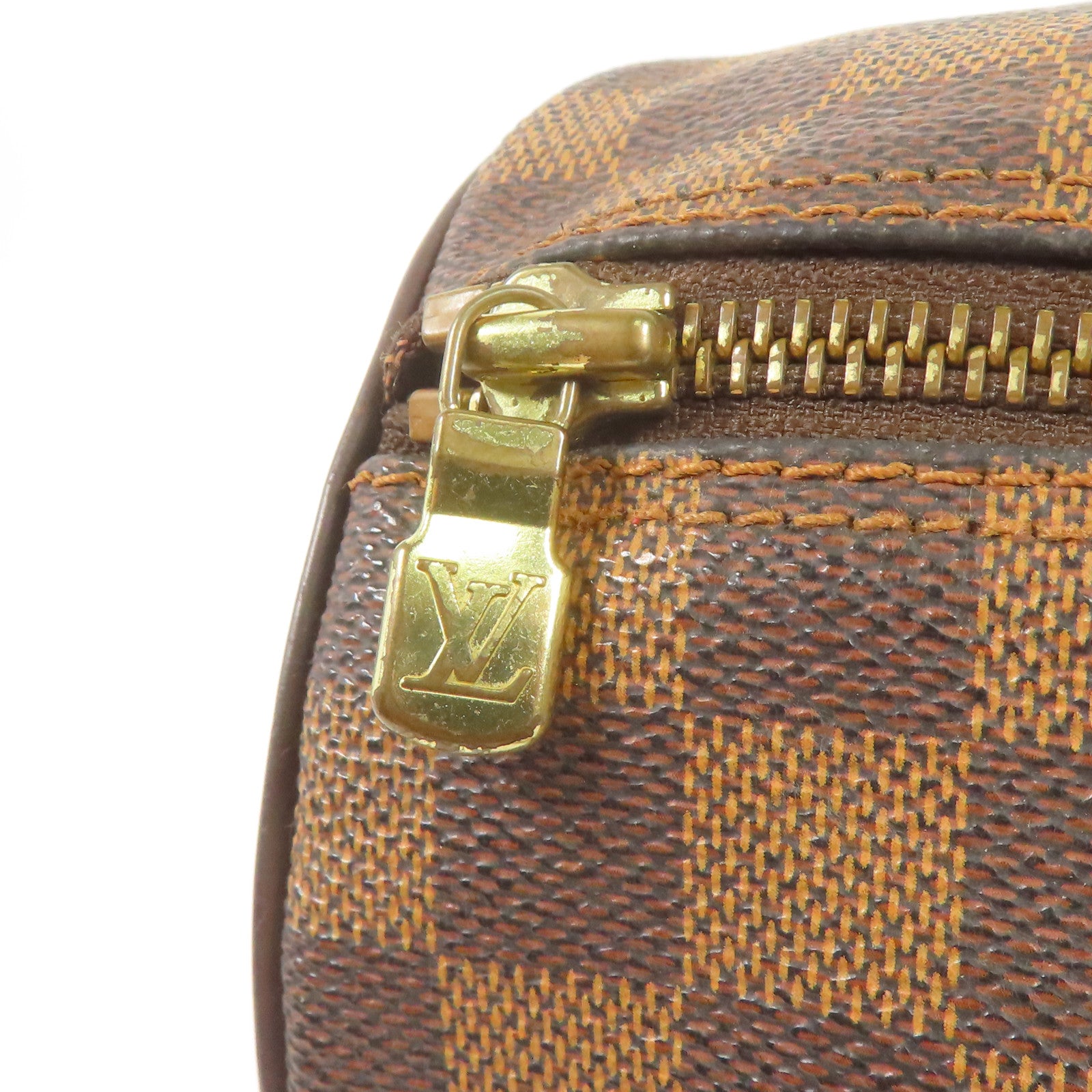 LOUIS VUITTON Damier Papillon PM金扣手挽袋