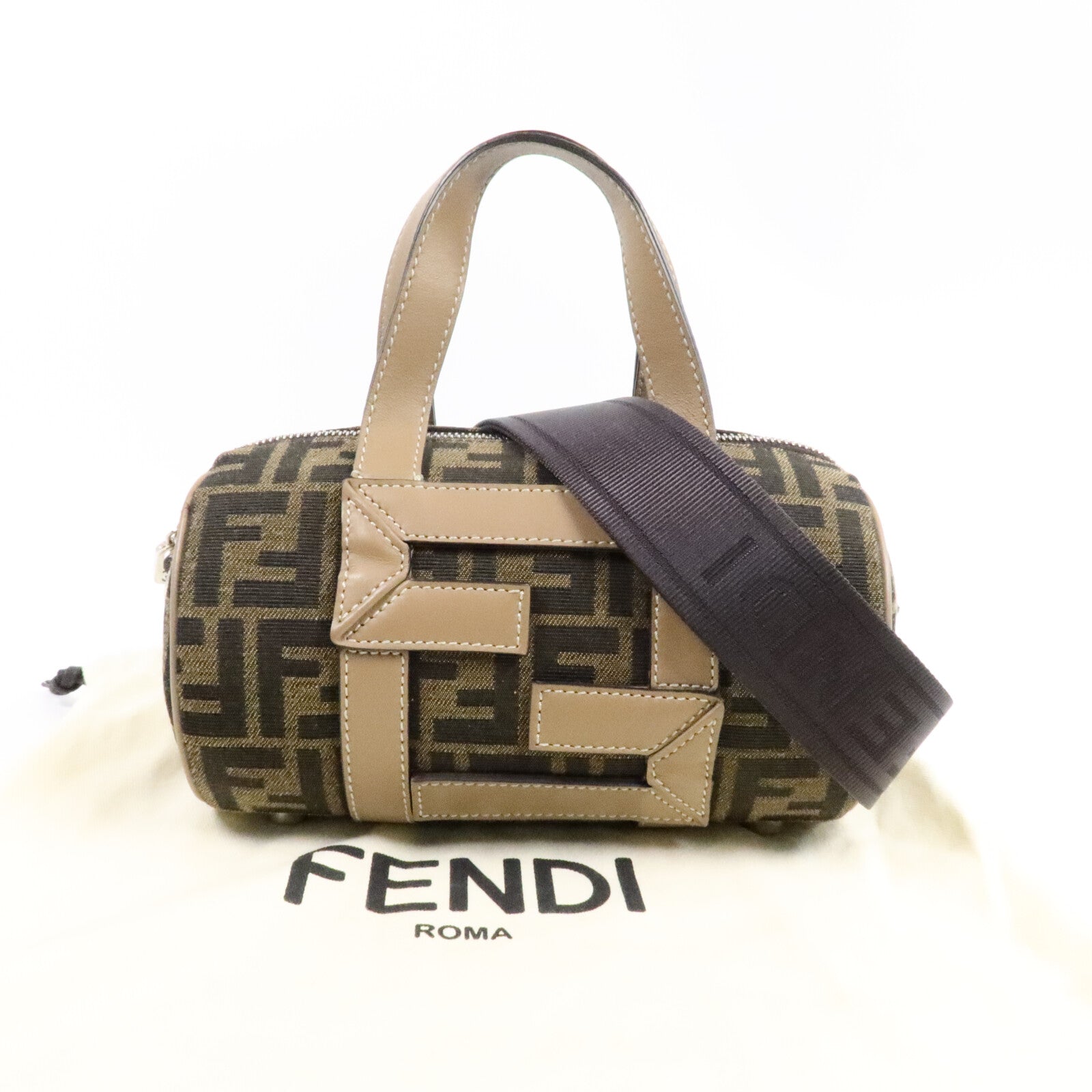 FENDI 帆布Zucca Small Boston手挽肩背兩用袋