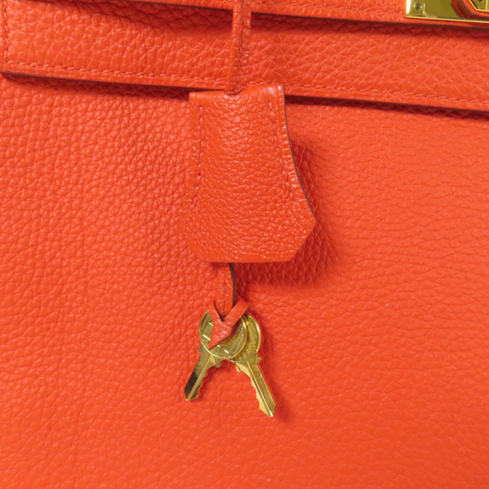 HERMES Togo皮革Kelly 35金扣手挽肩背兩用袋Capucine