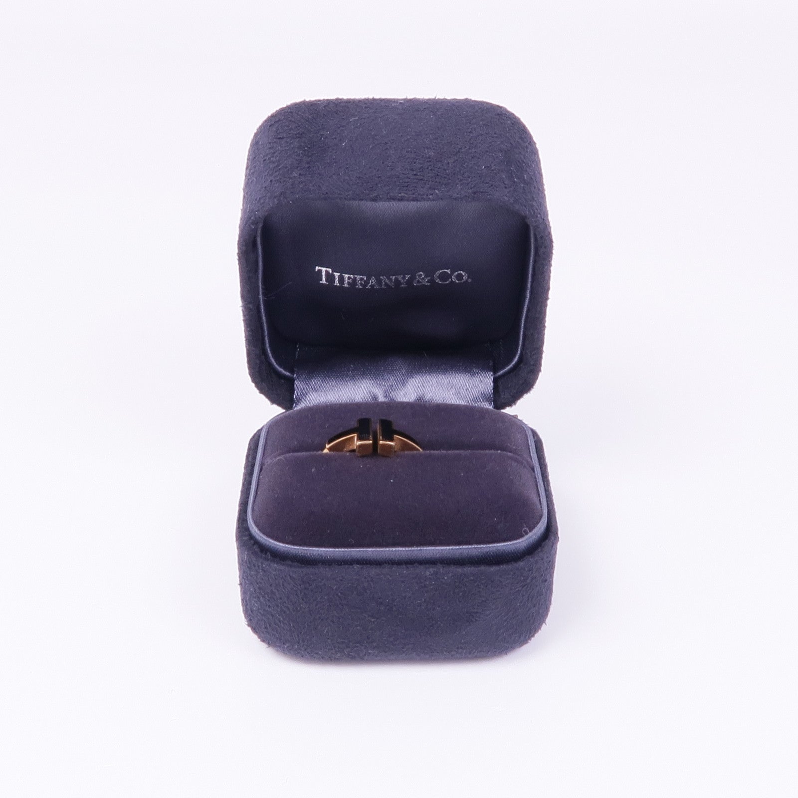 TIFFANY＆CO 18K玫瑰金Black Onyx Wire Ring縞瑪瑙戒指US#7.5