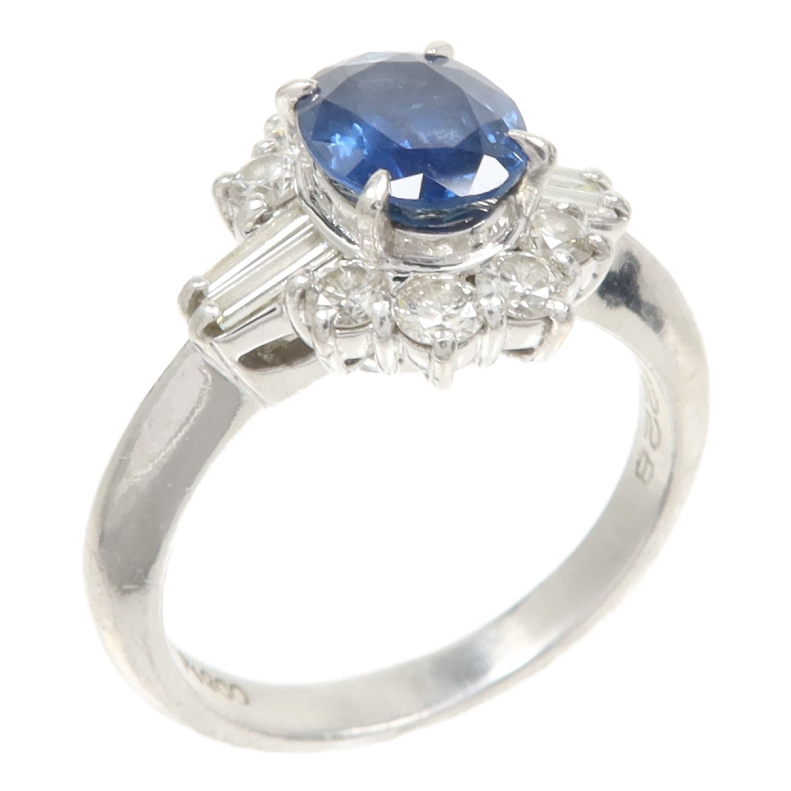 JEWELRY 【激減優惠】PT900鉑金Sapphire Diamond Ring藍寶石/鑽石戒指US#5.5