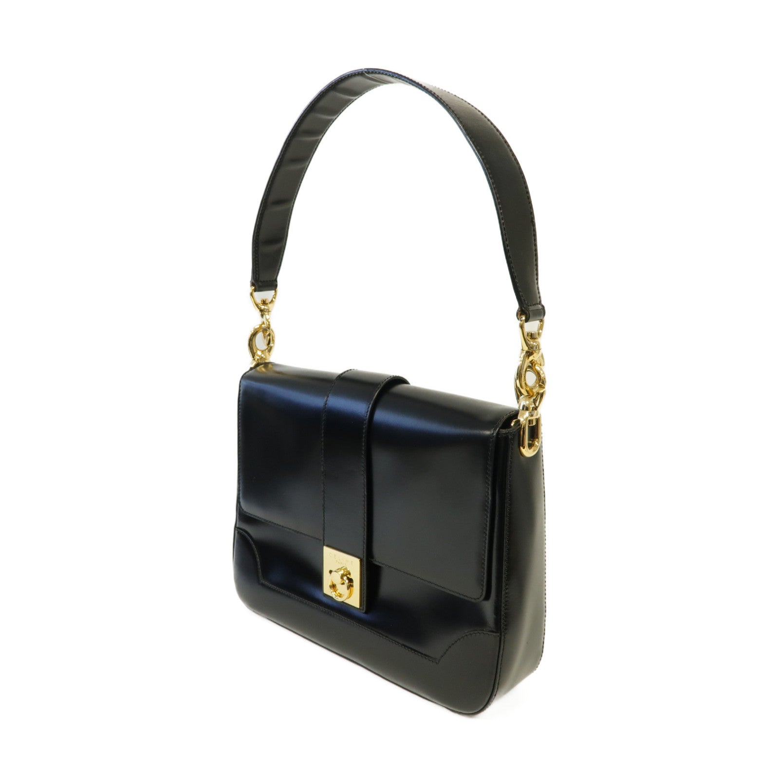 CELINE 【激減優惠】牛皮皮革Shoulder Bag金扣肩背袋黑色