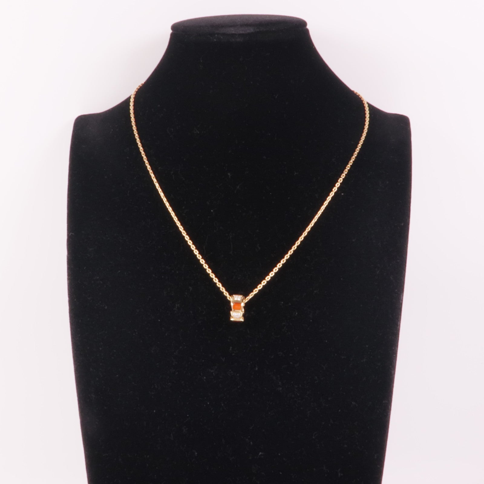 BVLGARI Serpenti Viper Necklace 355088 CL858380 Diamond Carnelian 18K Pink Gold