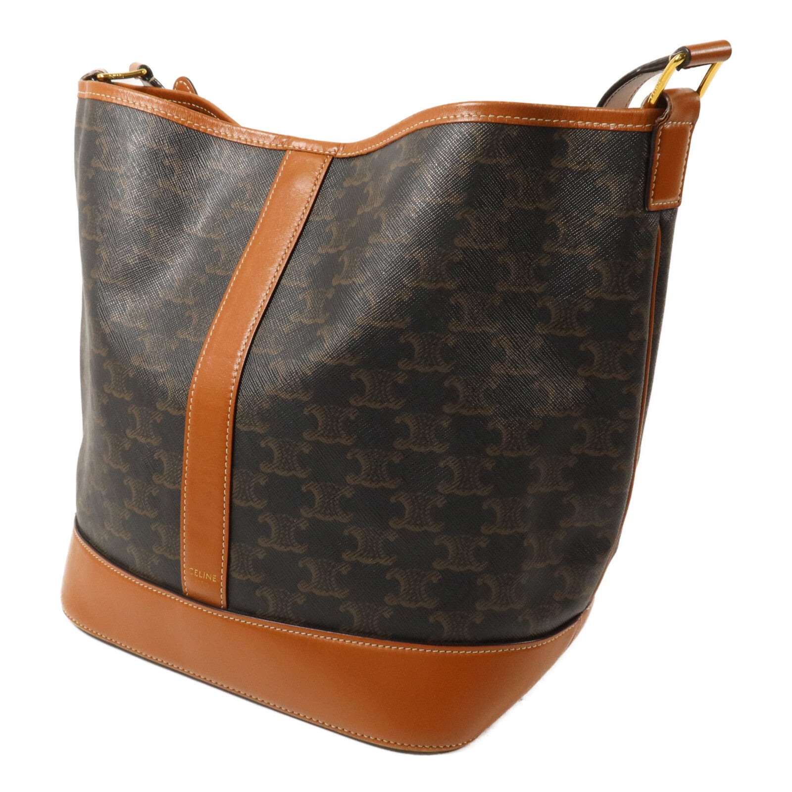 CELINE 塗層帆布Triomphe Bucket Medium肩背袋
