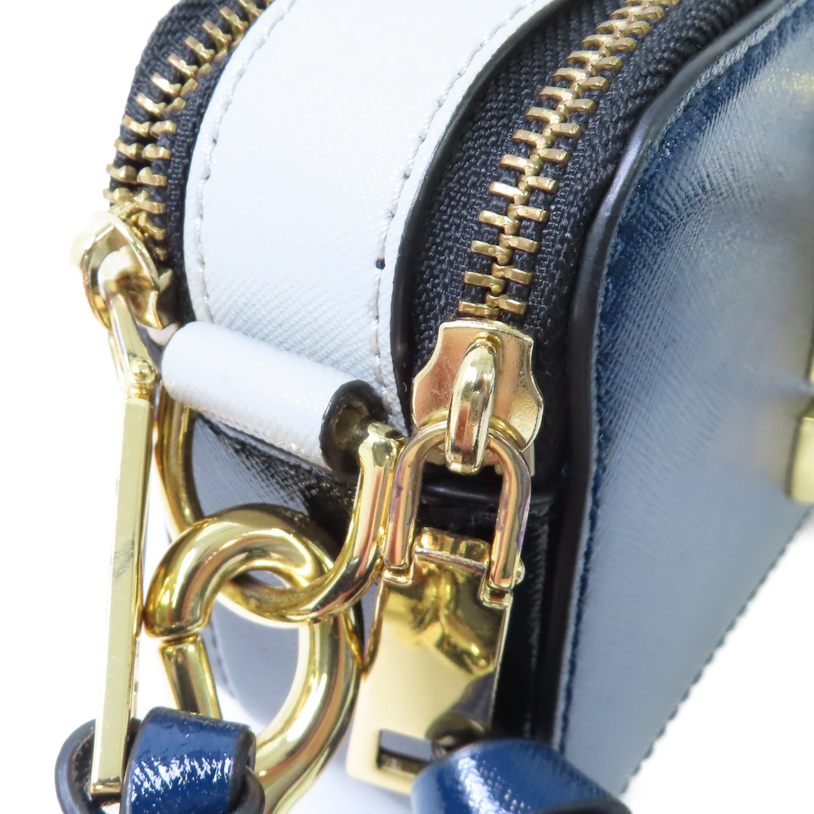 MARC JACOBS 塗層皮革Camera Shoulder Bag金扣肩背袋寶藍色