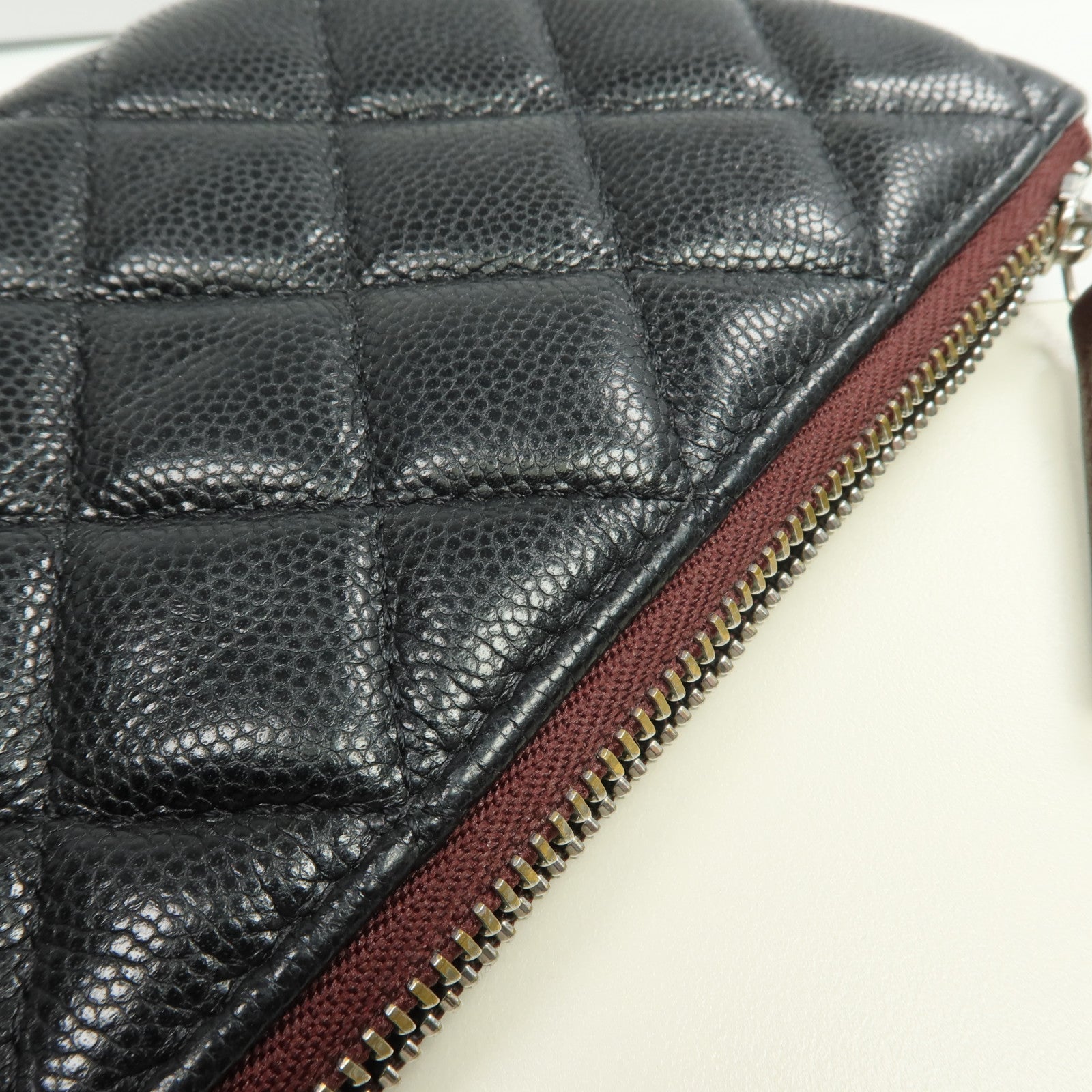 CHANEL 牛皮皮革Pouch銀扣錢包