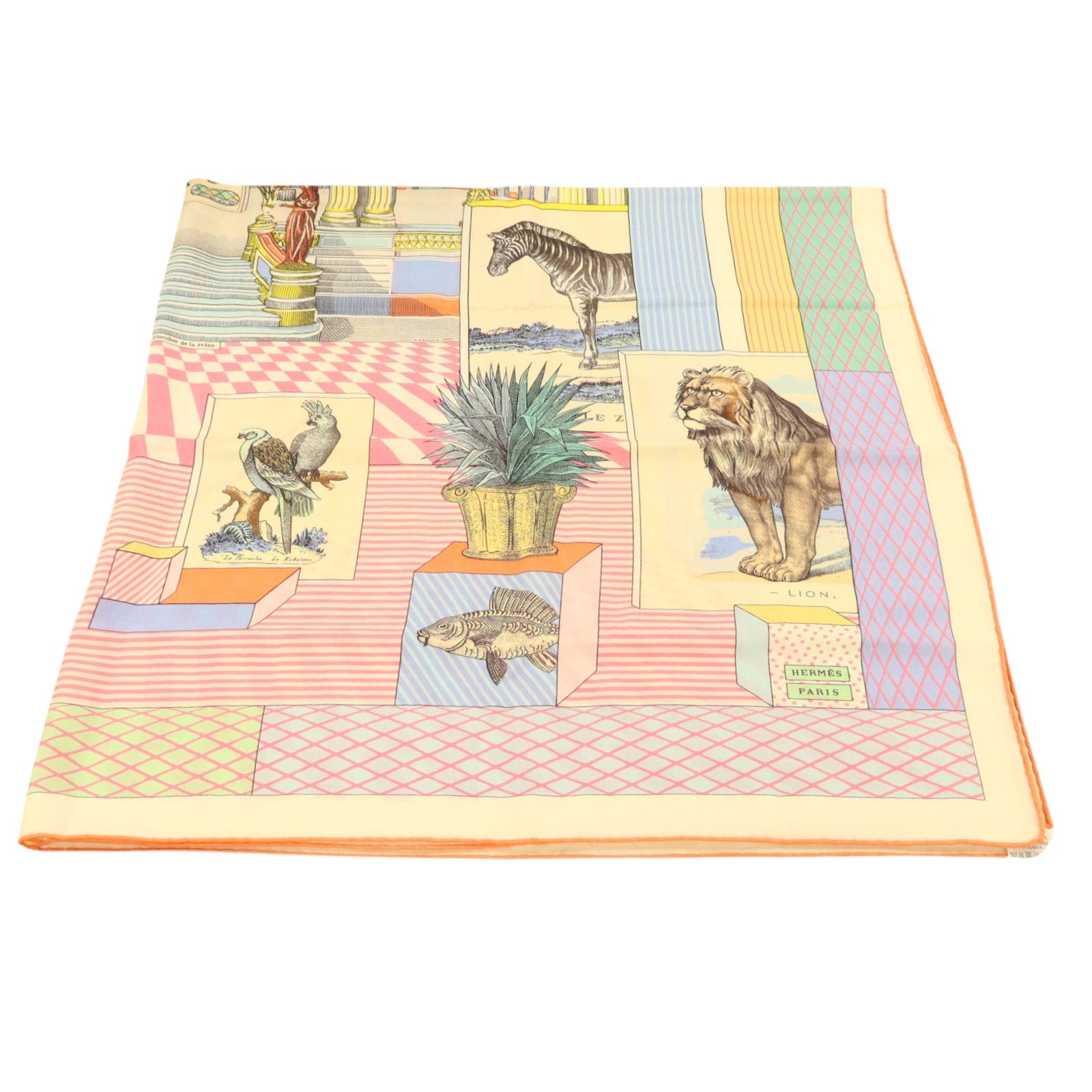 HERMES 羊絨/絲質Scarf 140x140絲巾
