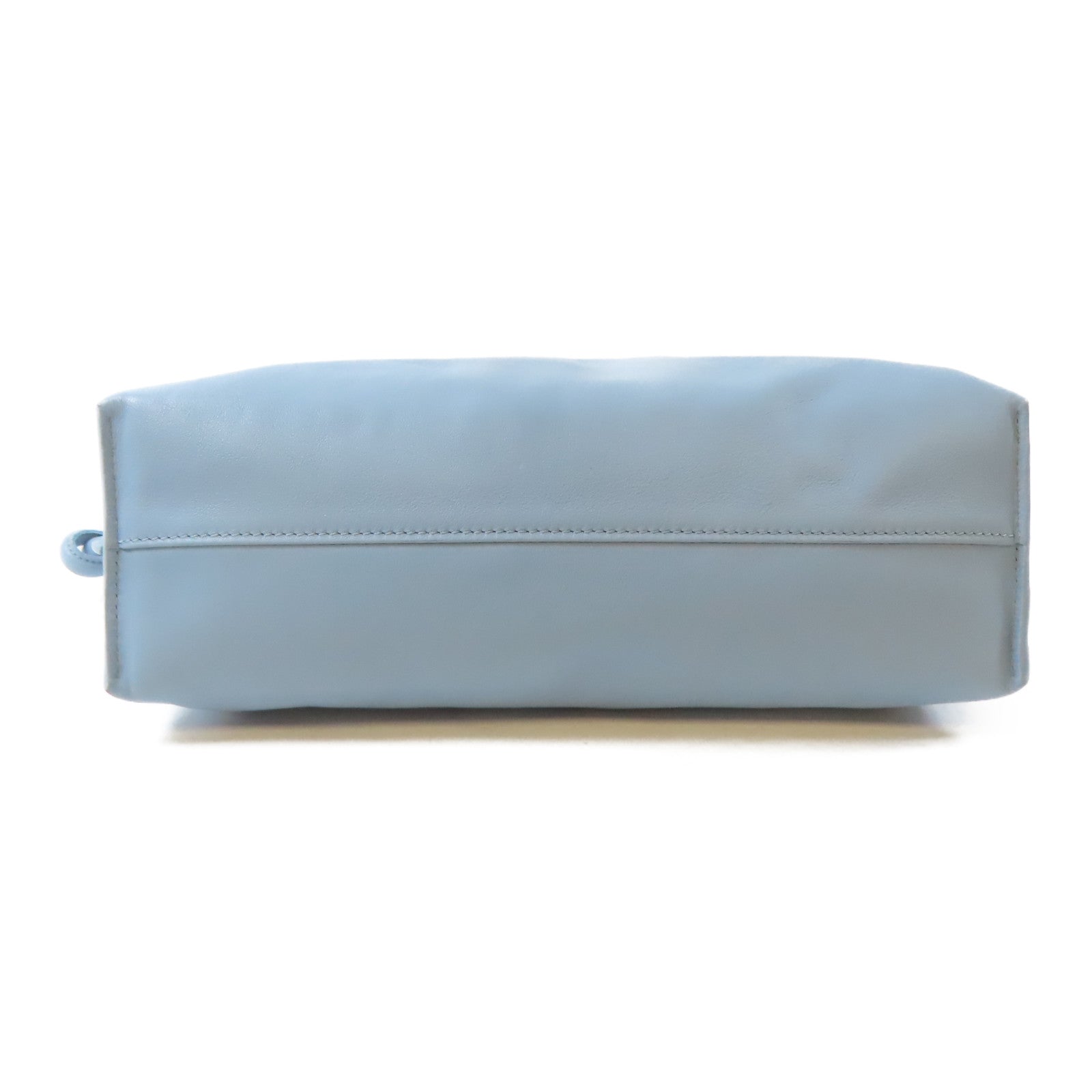 LOEWE Nappa牛皮皮革Mini Flamenco Clutch Bag銀扣肩背袋淺藍色