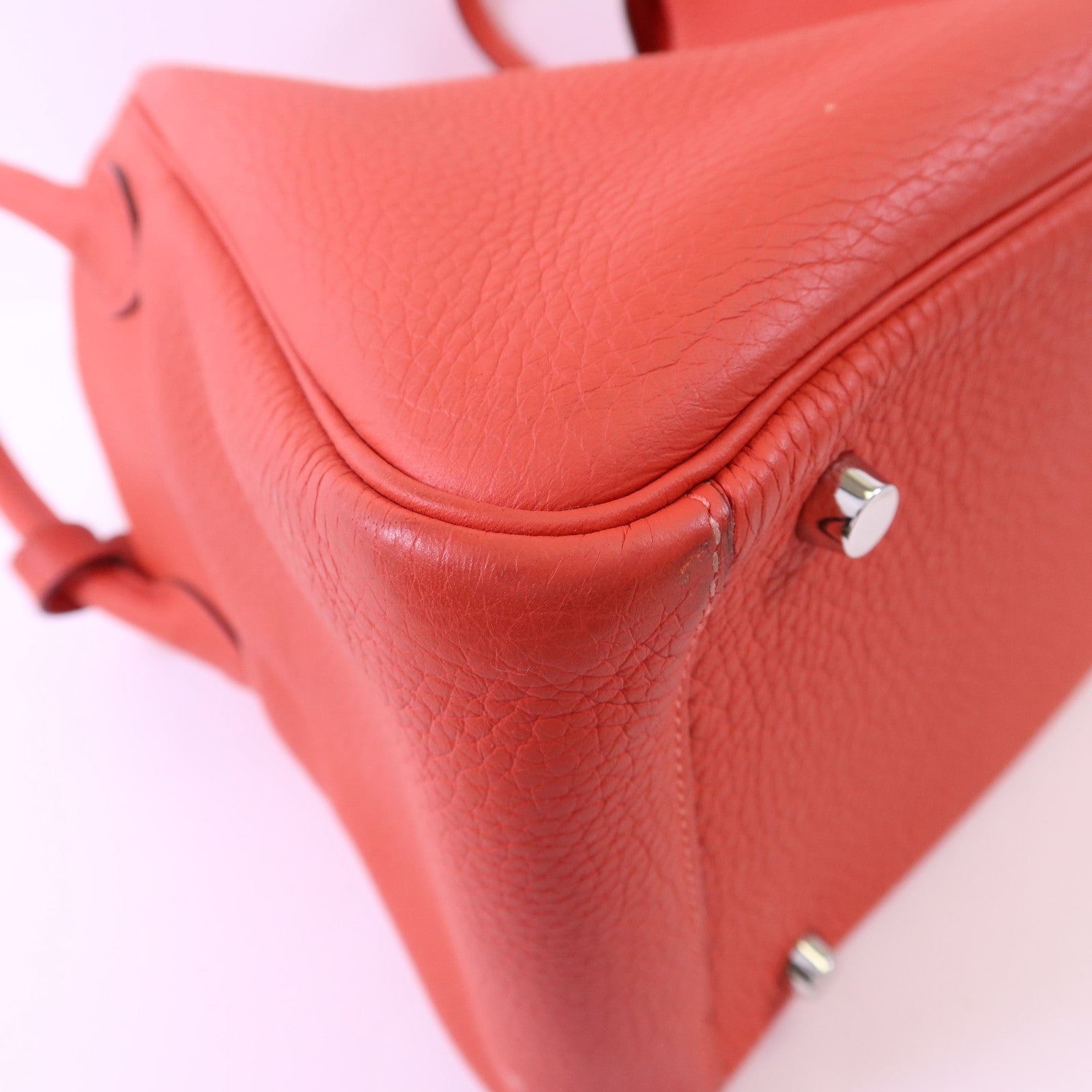 HERMES Clemence皮革Lindy 30銀扣手挽肩背兩用袋Rose Jaipur