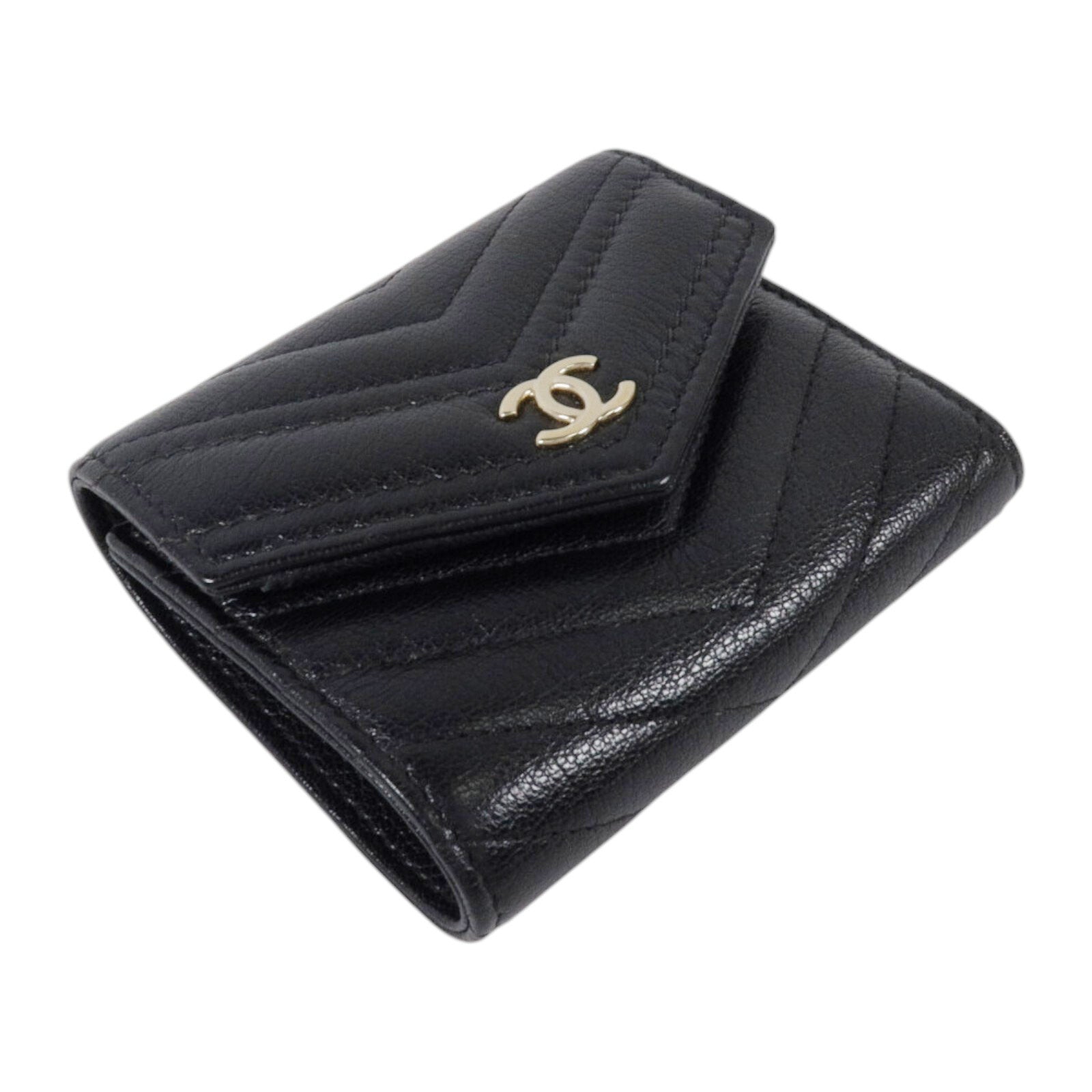 CHANEL 牛皮皮革Small Flap Wallet金扣錢包