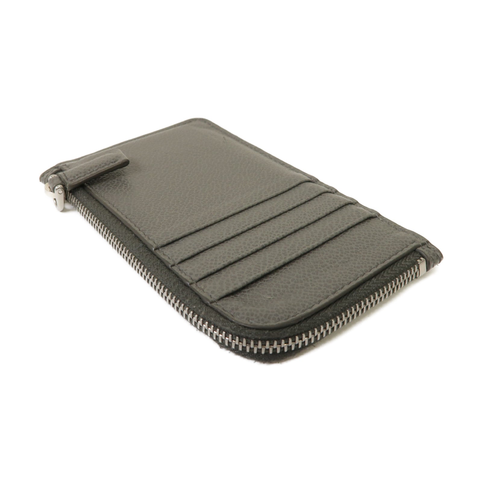PRADA 牛皮皮革Card Case銀扣卡片套灰色