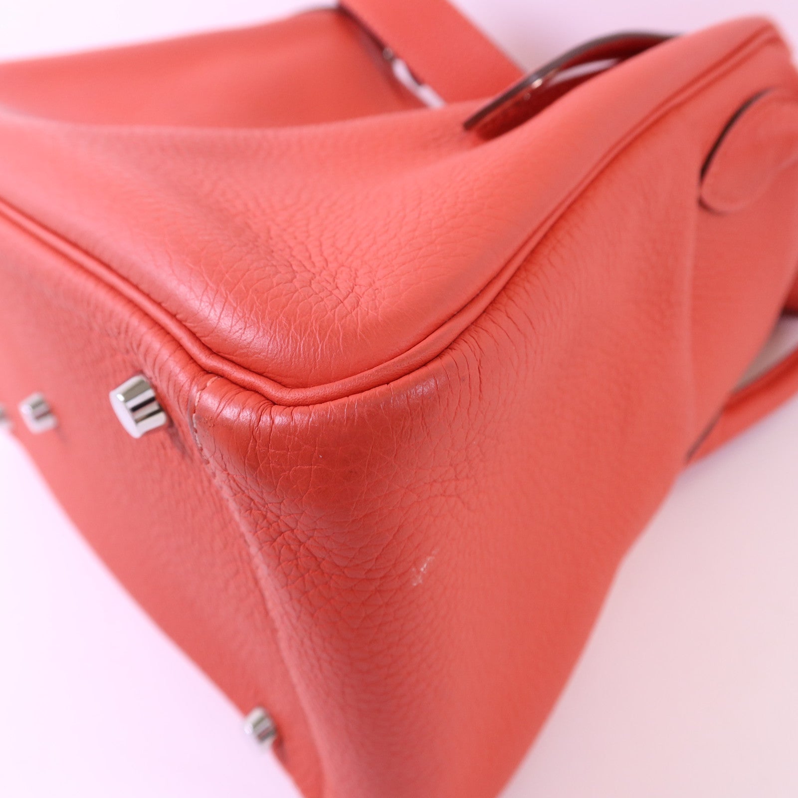 HERMES Clemence皮革Lindy 30銀扣手挽肩背兩用袋Rose Jaipur