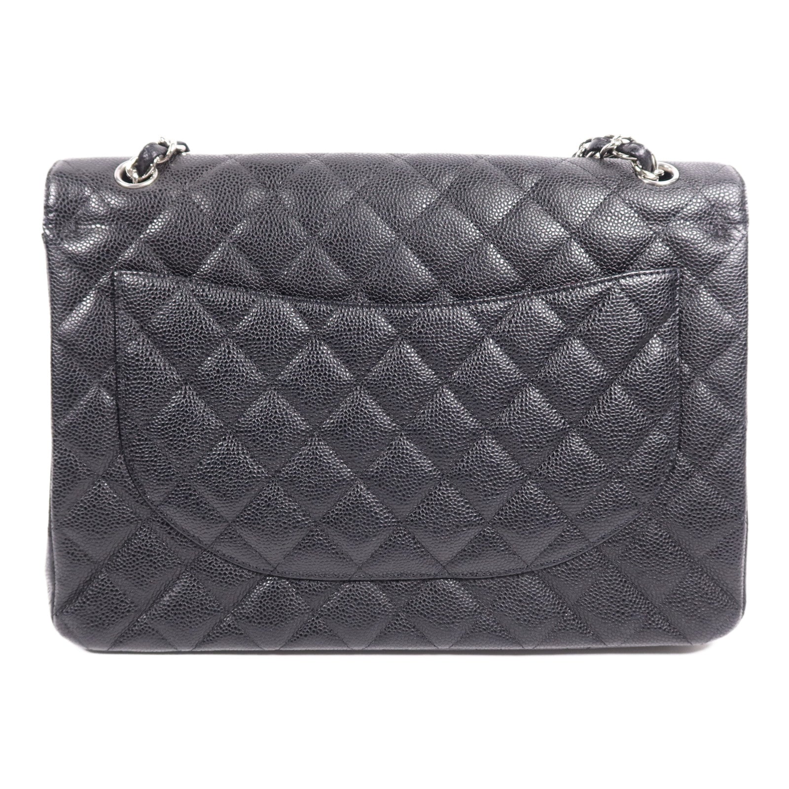 CHANEL 牛皮皮革Maxi Classic銀扣鏈帶肩背袋