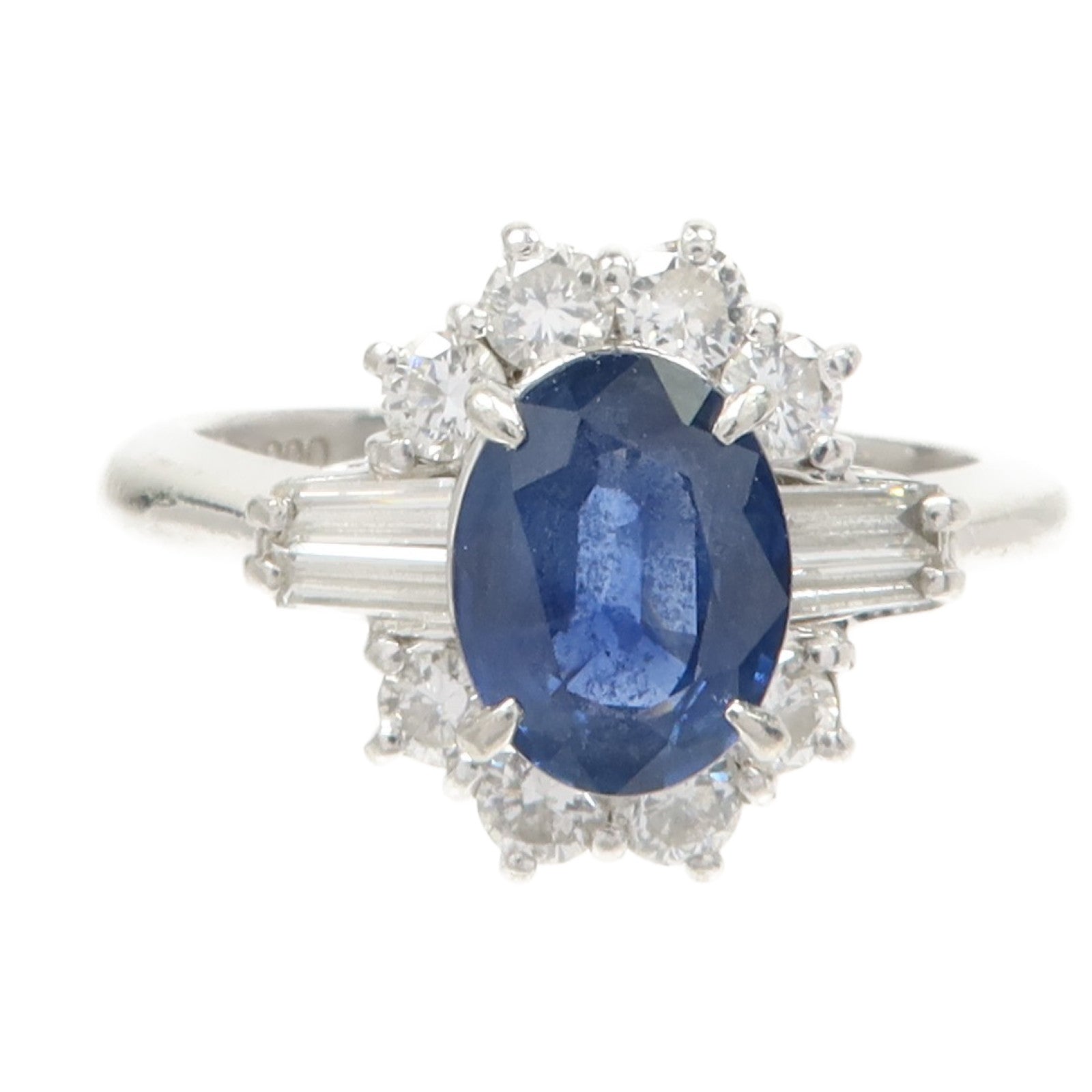 JEWELRY PT900鉑金Sapphire Diamond Ring藍寶石/鑽石戒指US#5.5