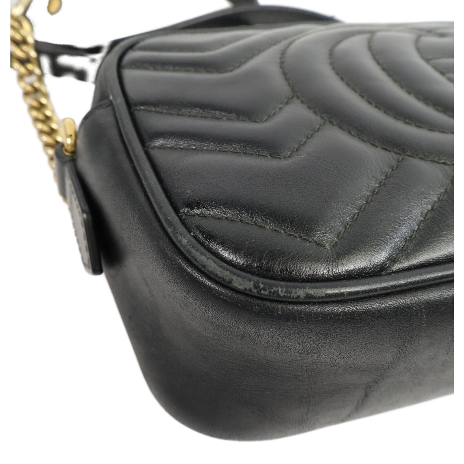 GUCCI 牛皮皮革GG Marmont Mini鏈帶肩背袋