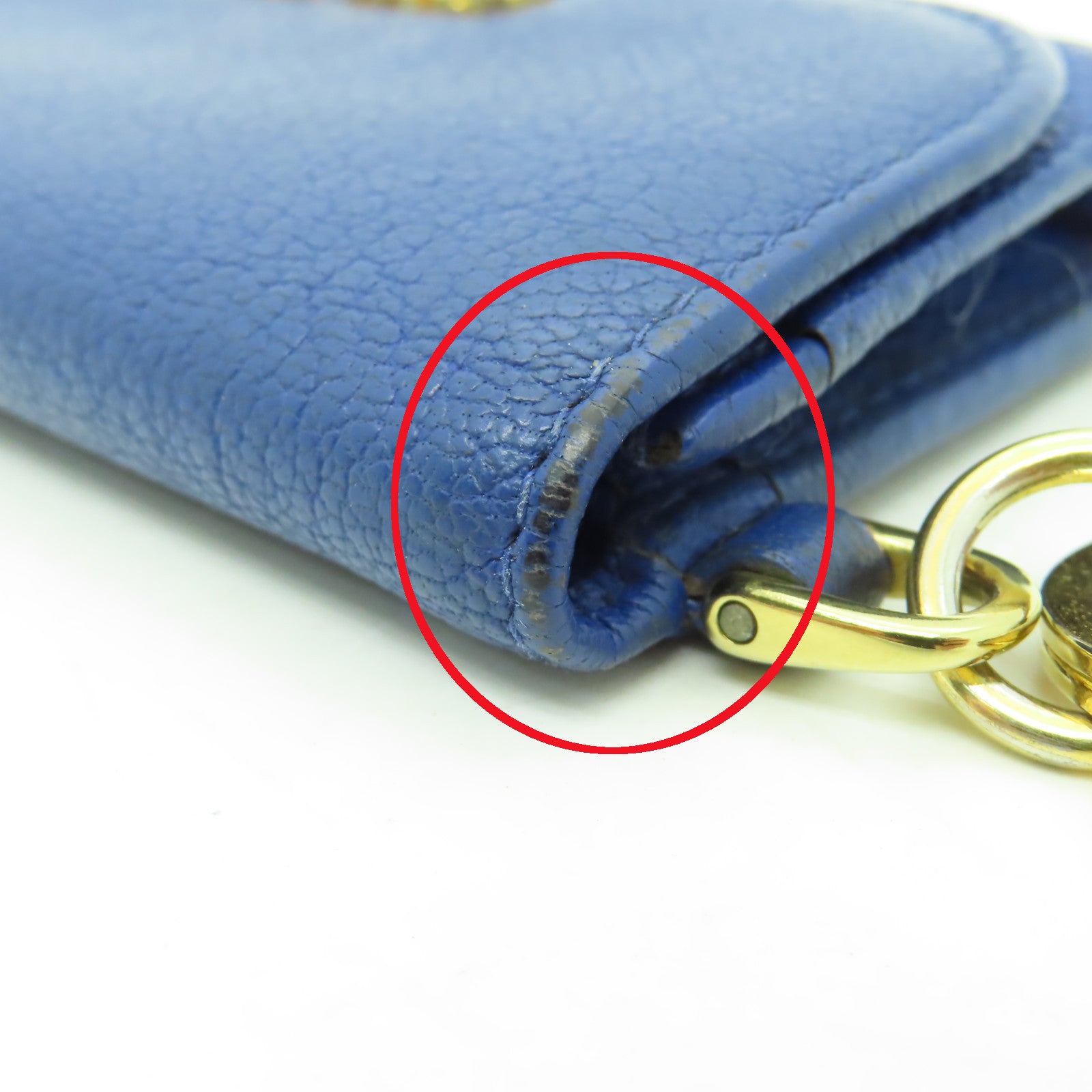 Miu Miu 【激減優惠】牛皮皮革Card Holder Key Ring金扣卡片套藍色