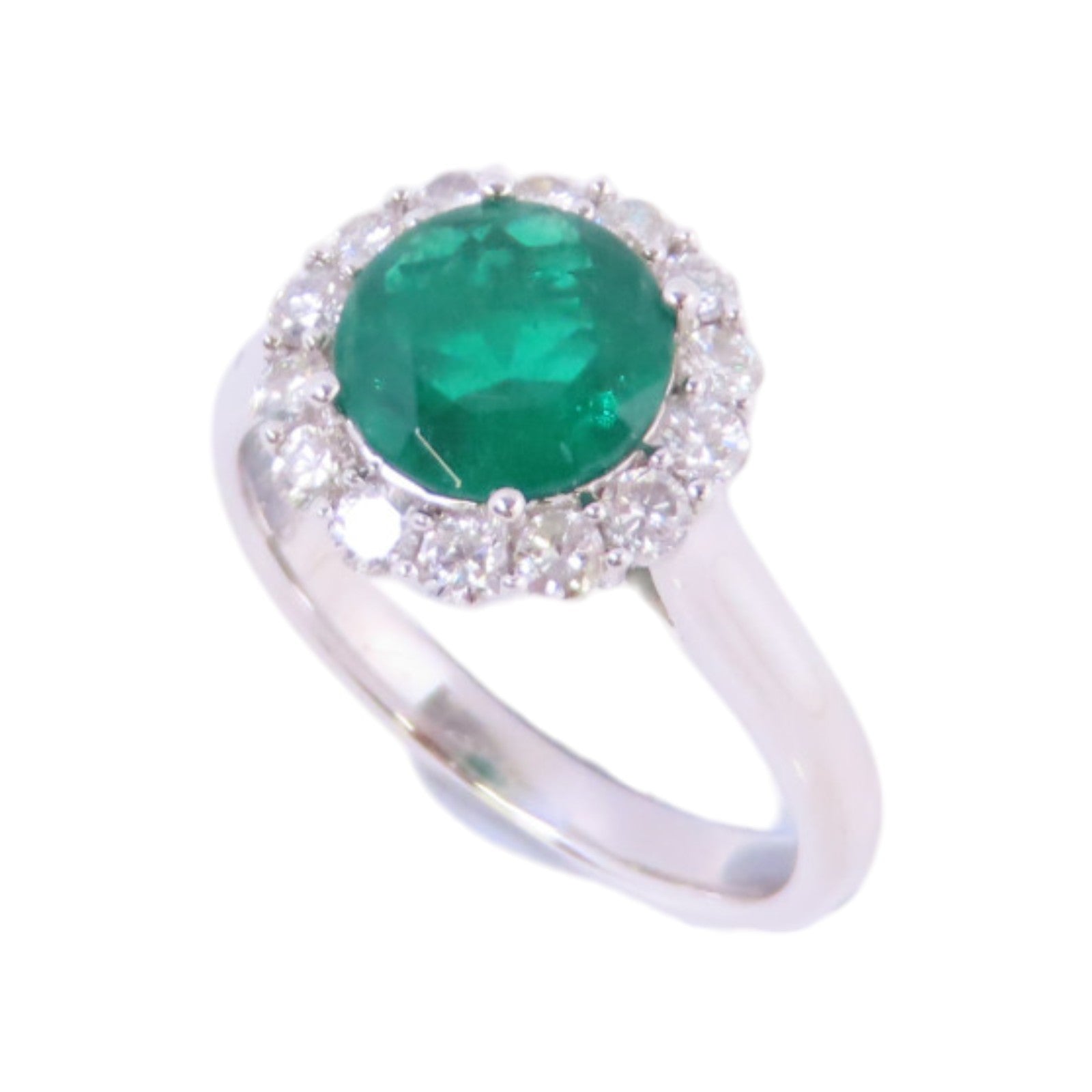 JEWELRY 【激減優惠】PT900鉑金/綠寶石/鑽石Emerald Diamond Ring戒指US#6