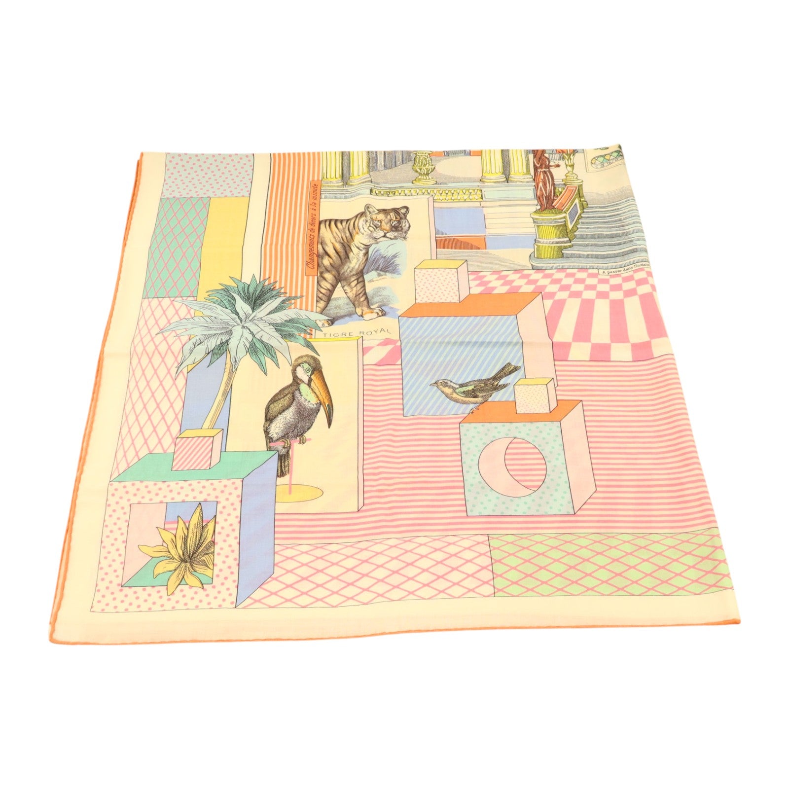 HERMES 羊絨/絲質Scarf 140x140絲巾