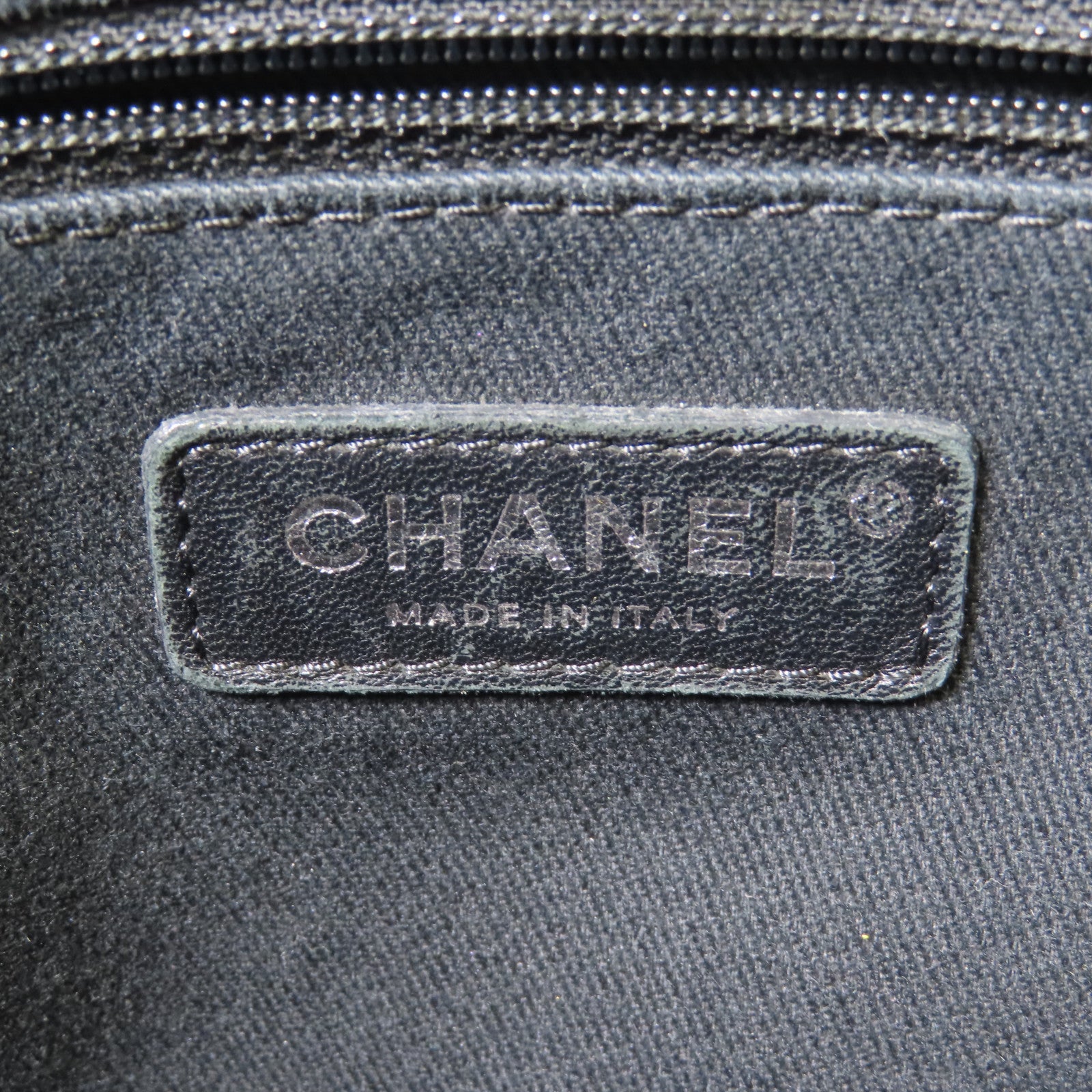 CHANEL 帆布Deauville Tote Bag銀扣肩背袋