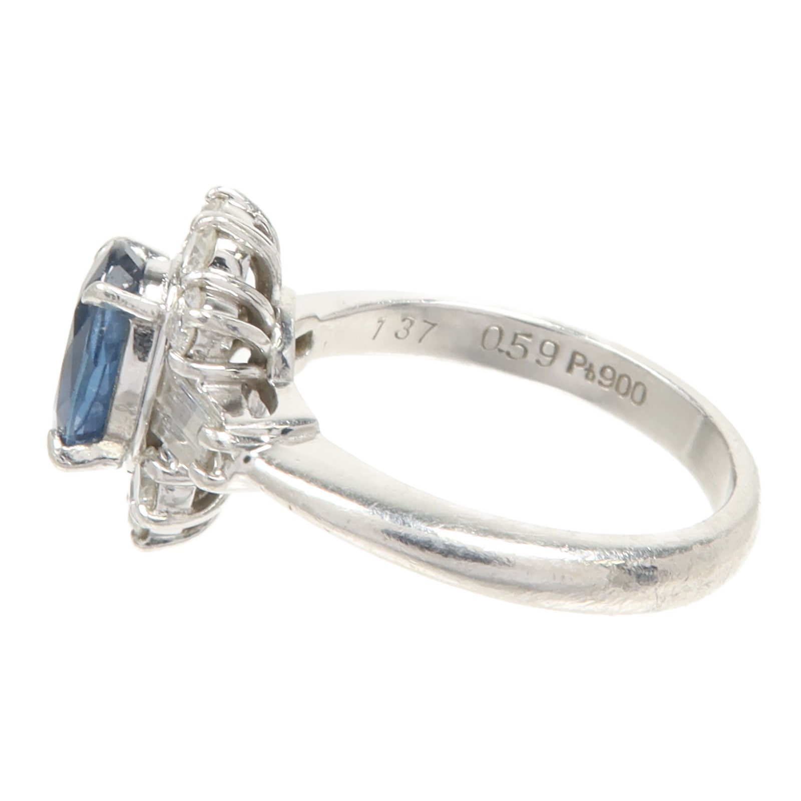 JEWELRY 【激減優惠】PT900鉑金Sapphire Diamond Ring藍寶石/鑽石戒指US#5.5