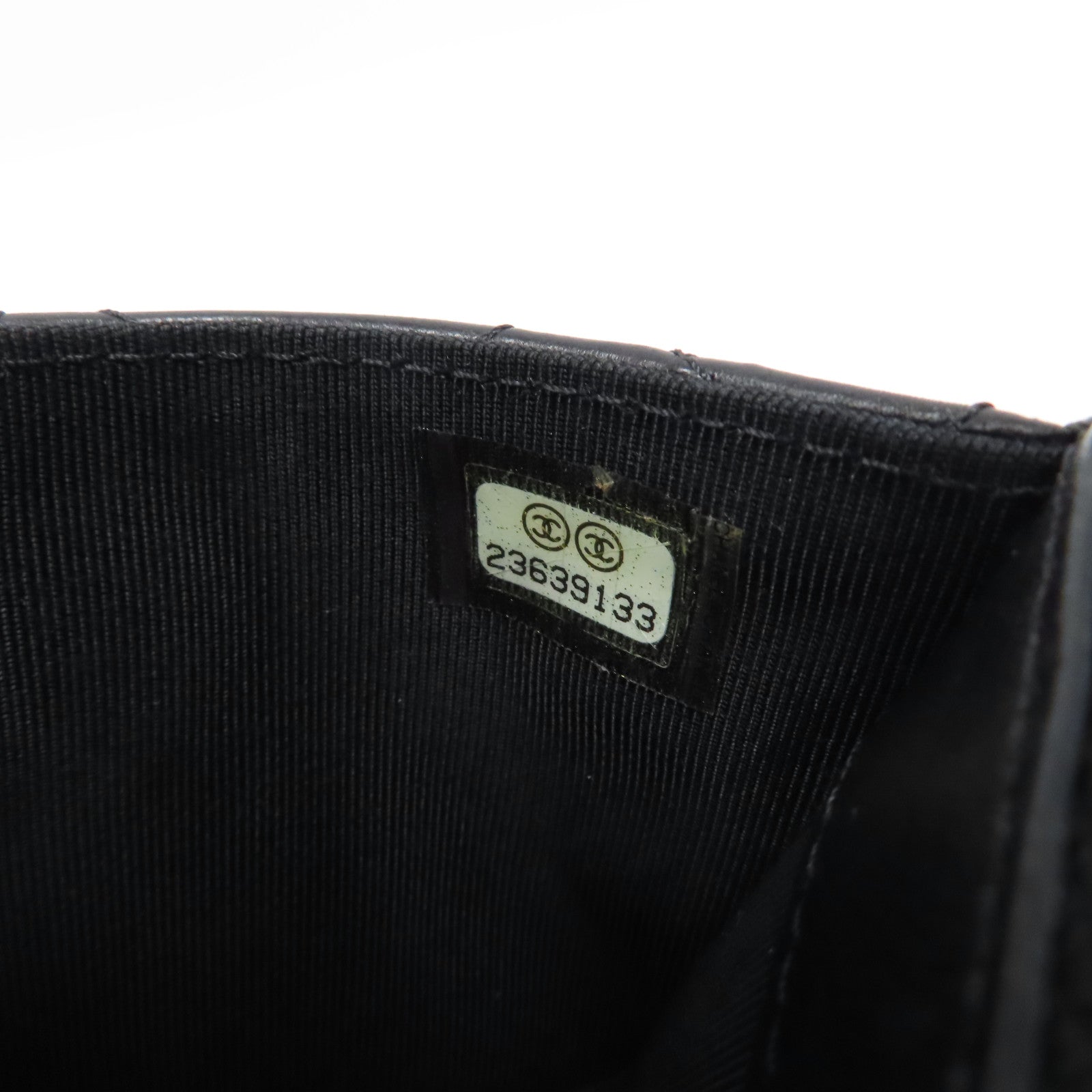 CHANEL 菱格羊皮皮革Card Case銀扣卡片套黑色