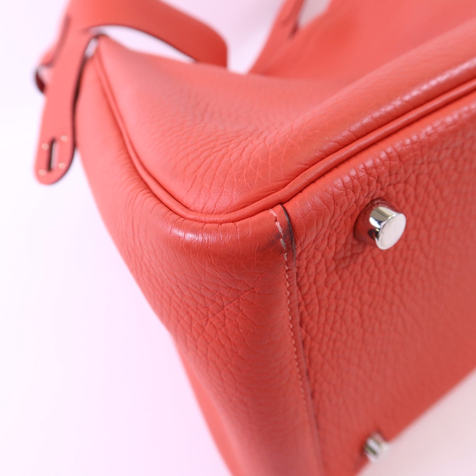 HERMES Clemence皮革Lindy 30銀扣手挽肩背兩用袋Rose Jaipur