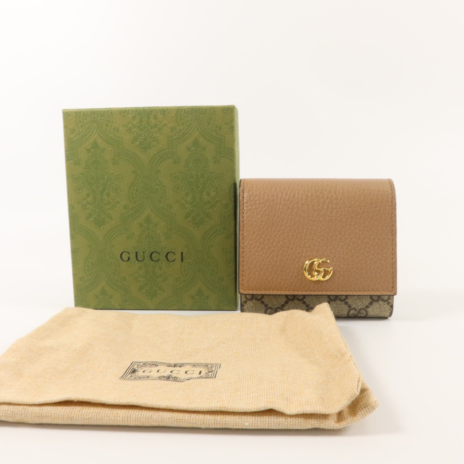 GUCCI 塗層帆布/牛皮皮革GG Marmont Medium Wallet錢包