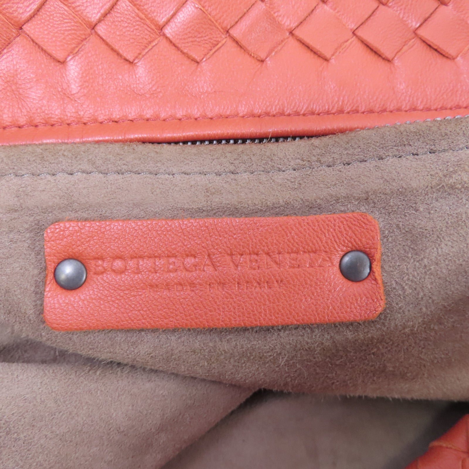 BOTTEGA VENETA 織紋皮革Tote Bag肩背袋橙色