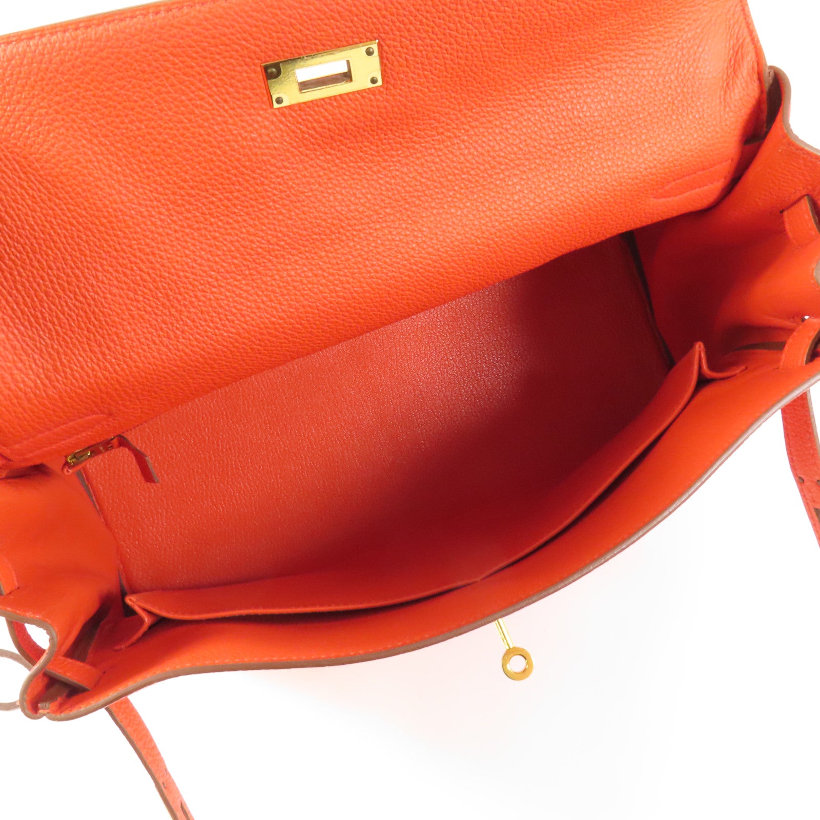 HERMES Togo皮革Kelly 35金扣手挽肩背兩用袋Capucine