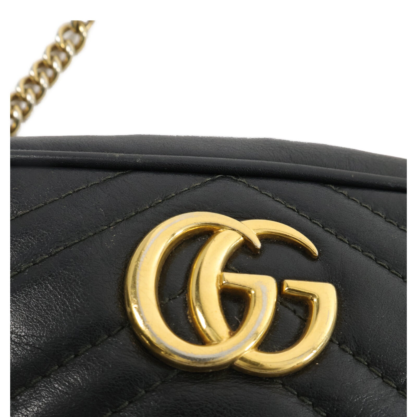 GUCCI 牛皮皮革GG Marmont Mini鏈帶肩背袋