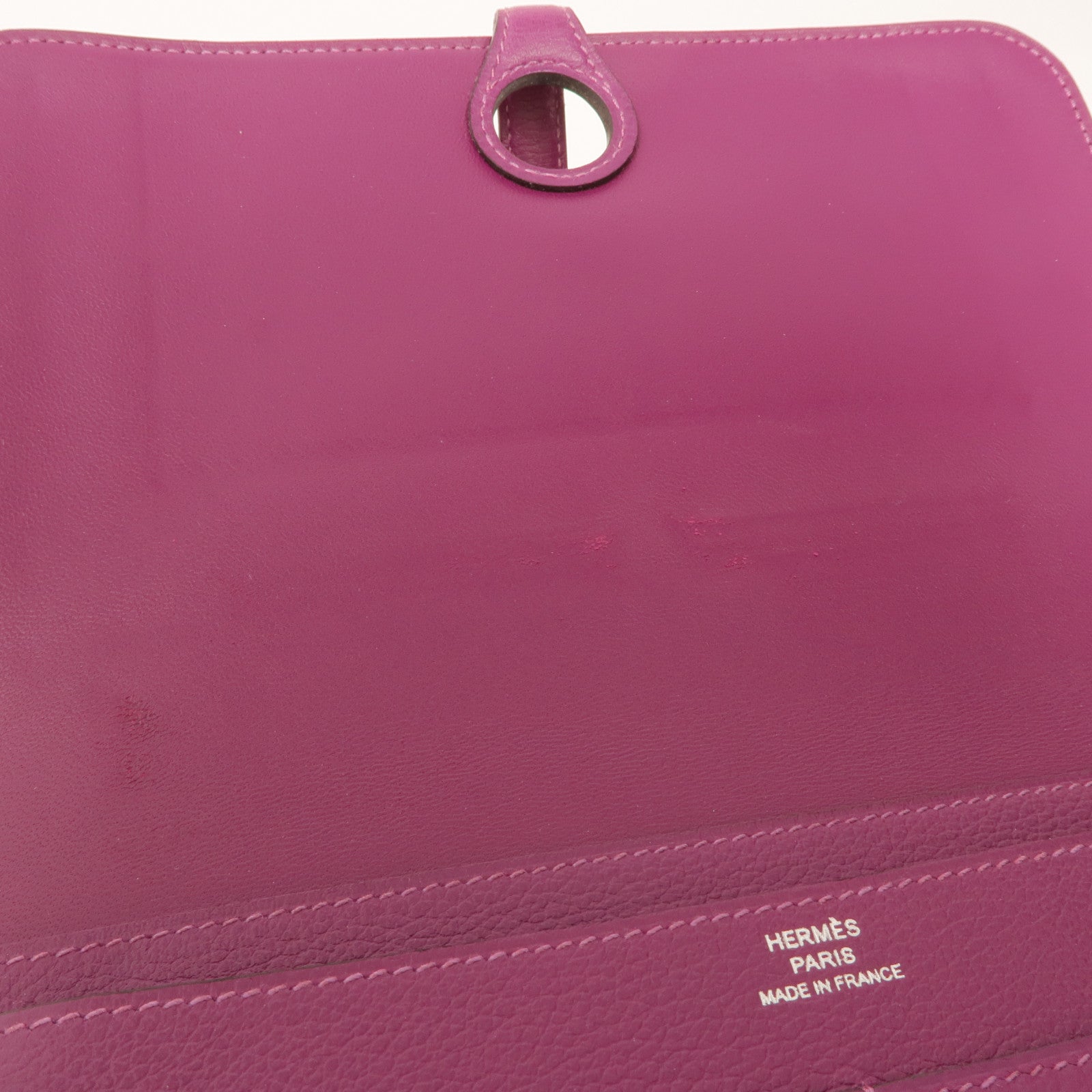HERMES Evercolor皮革Dogon Wallet銀扣長錢包Anemone