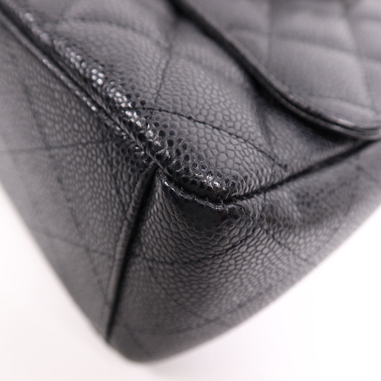 CHANEL 牛皮皮革Maxi Classic銀扣鏈帶肩背袋