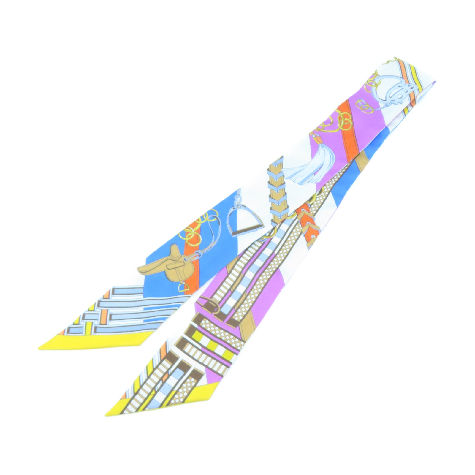 HERMES 【激減優惠】絲質Twilly Scarf絲巾藍色/紫色