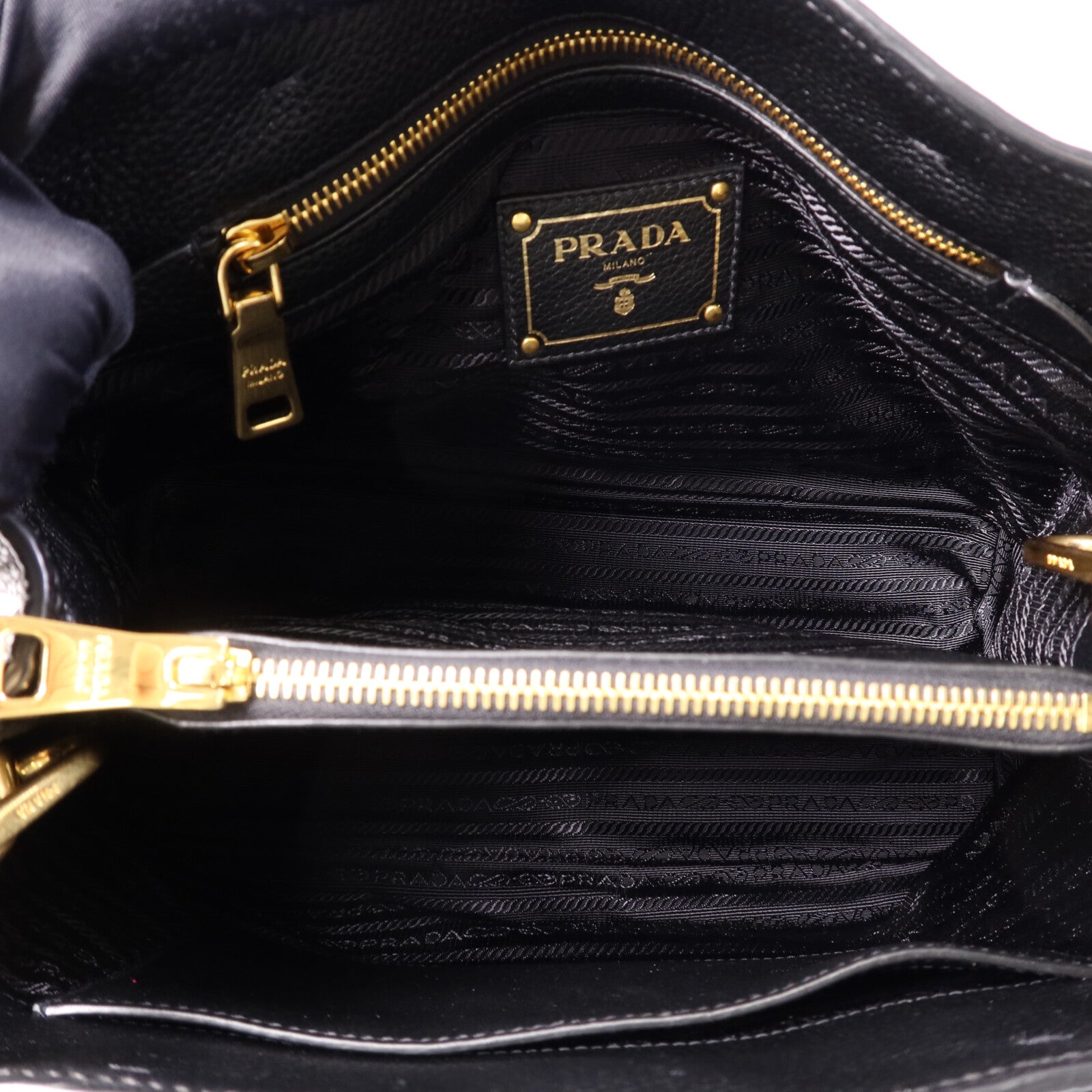 PRADA 牛皮皮革2 Way Shoulder Bag金扣手挽肩背兩用袋