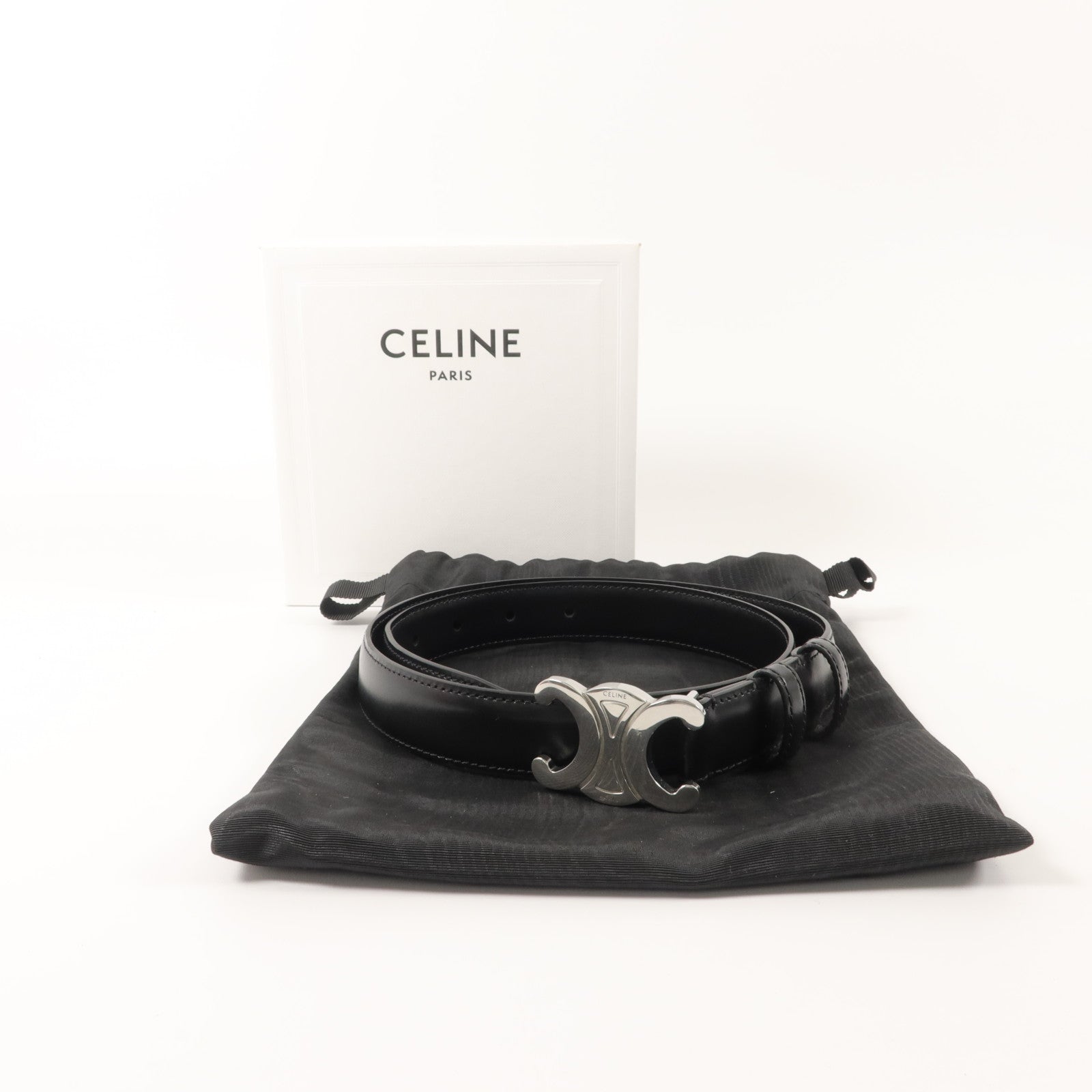CELINE 牛皮皮革Triomphe Belt 75cm皮帶