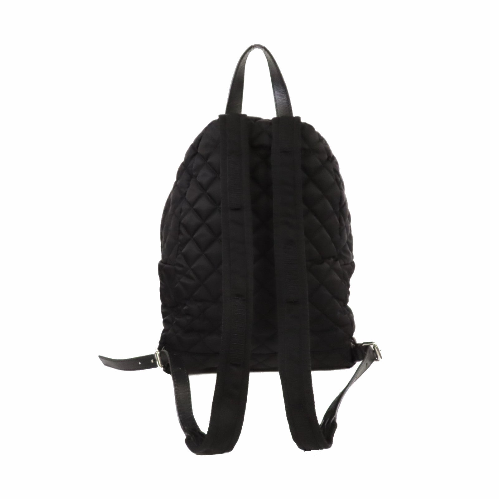 MOSCHINO 菱格帆布Backpack銀扣背包黑色