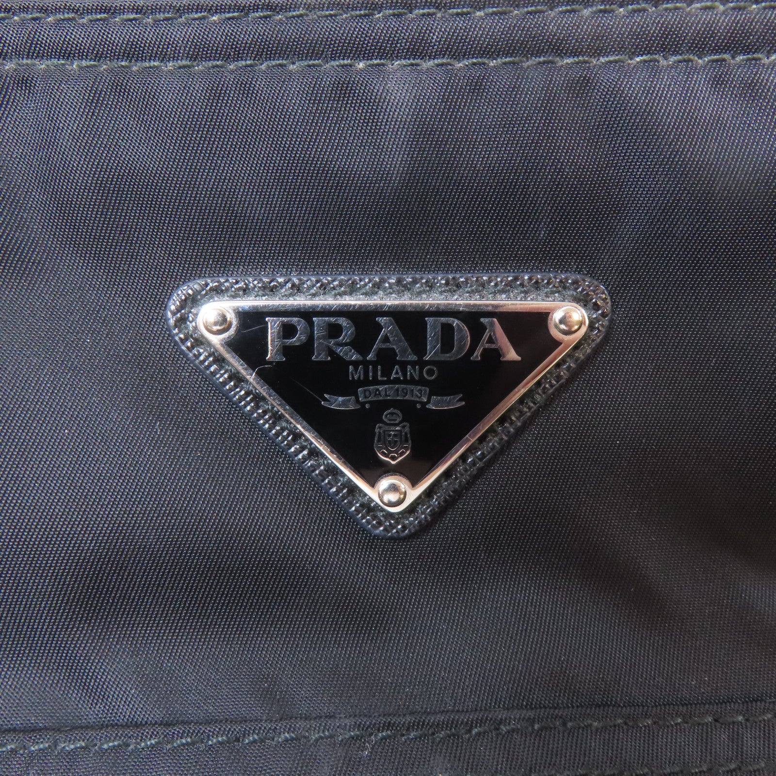 PRADA 尼龍Tote Bag銀扣手挽袋黑色