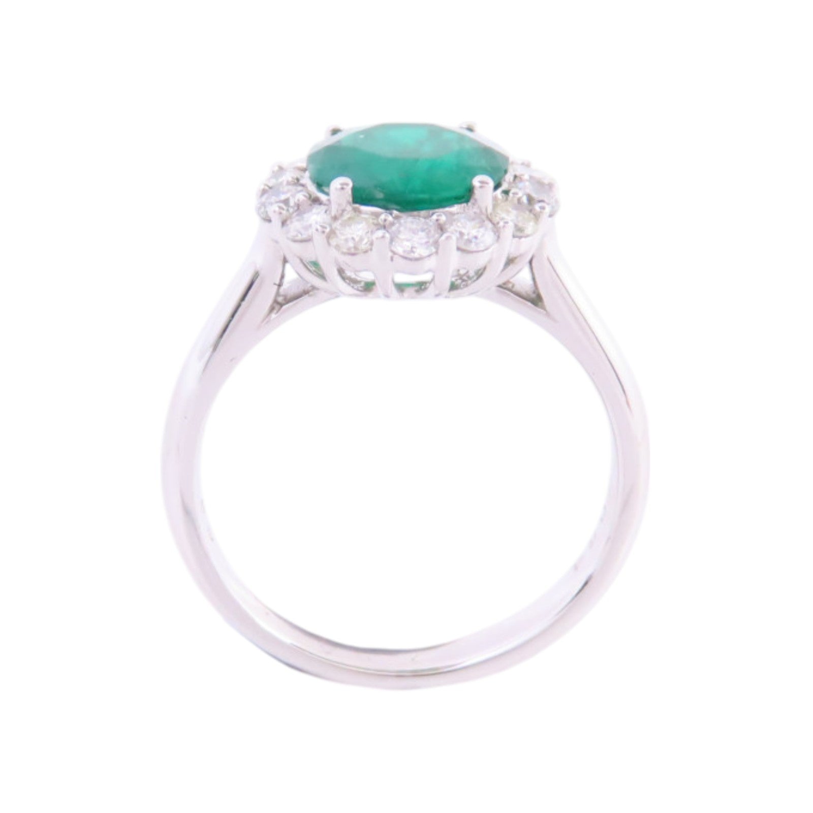 JEWELRY 【激減優惠】PT900鉑金/綠寶石/鑽石Emerald Diamond Ring戒指US#6