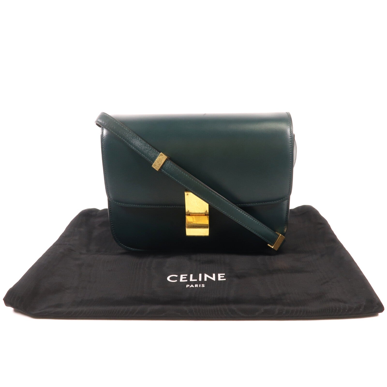 CELINE 牛皮皮革Classic Box金扣肩背袋