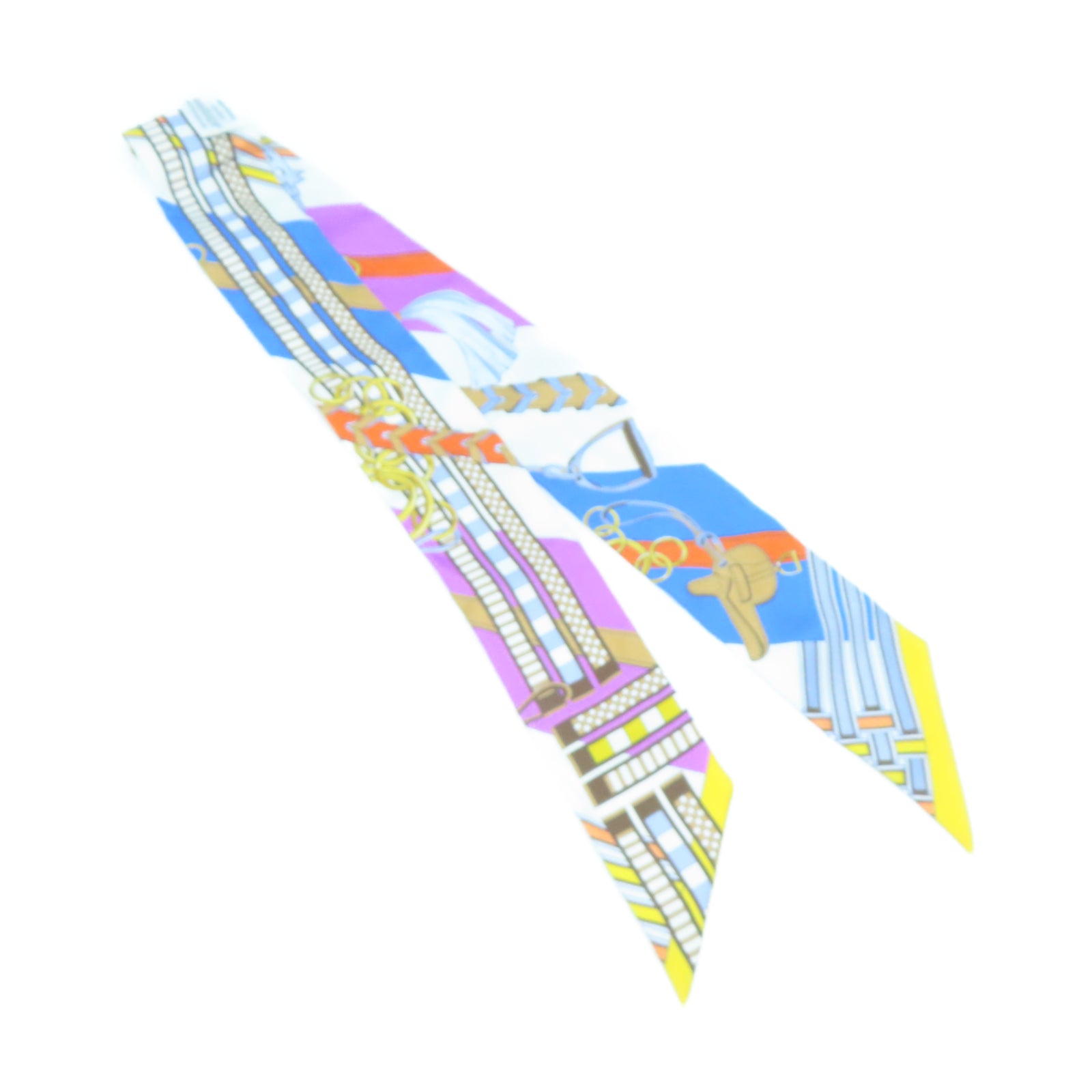 HERMES 【激減優惠】絲質Twilly Scarf絲巾藍色/紫色