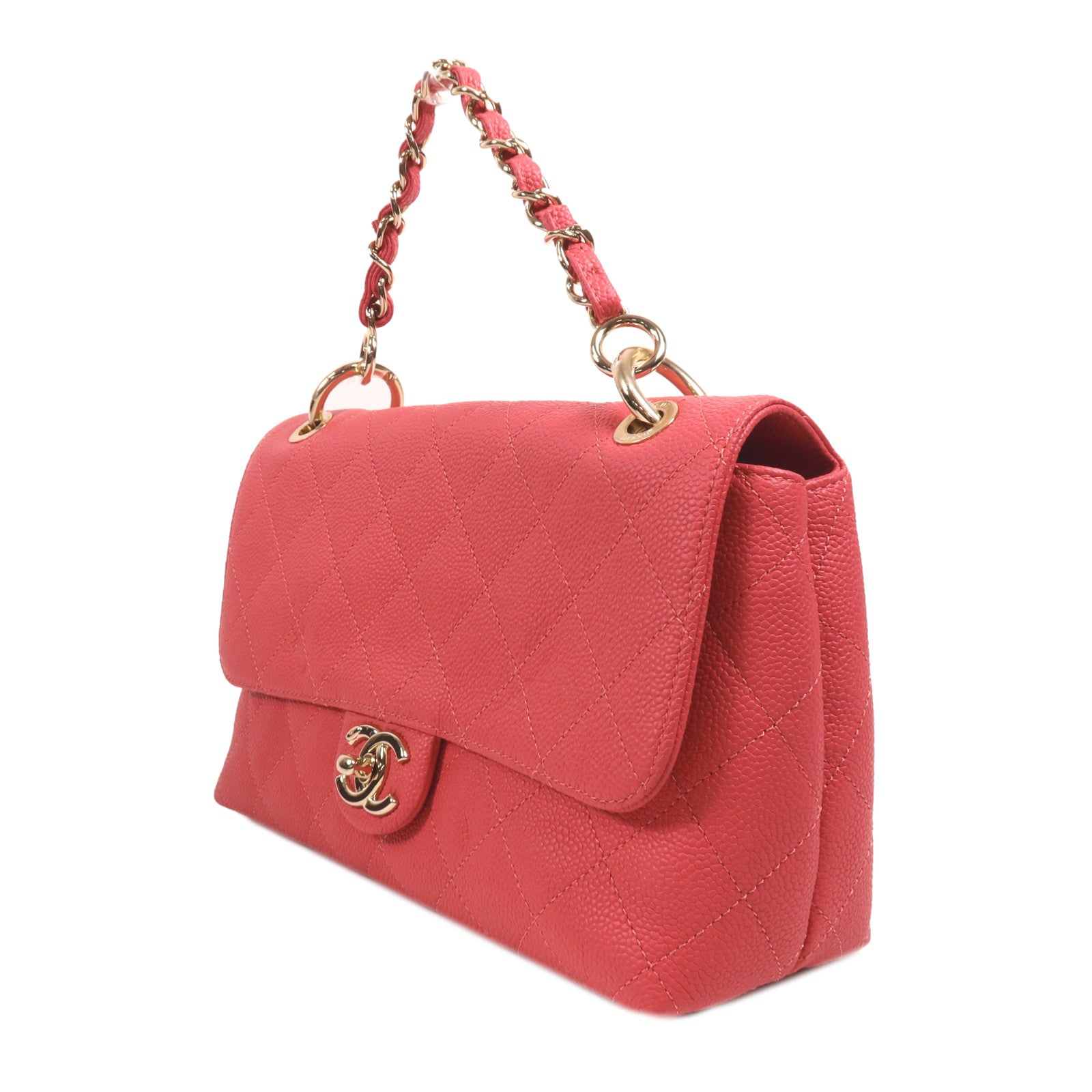 CHANEL 牛皮皮革Chain Shoulder金扣手挽肩背兩用袋